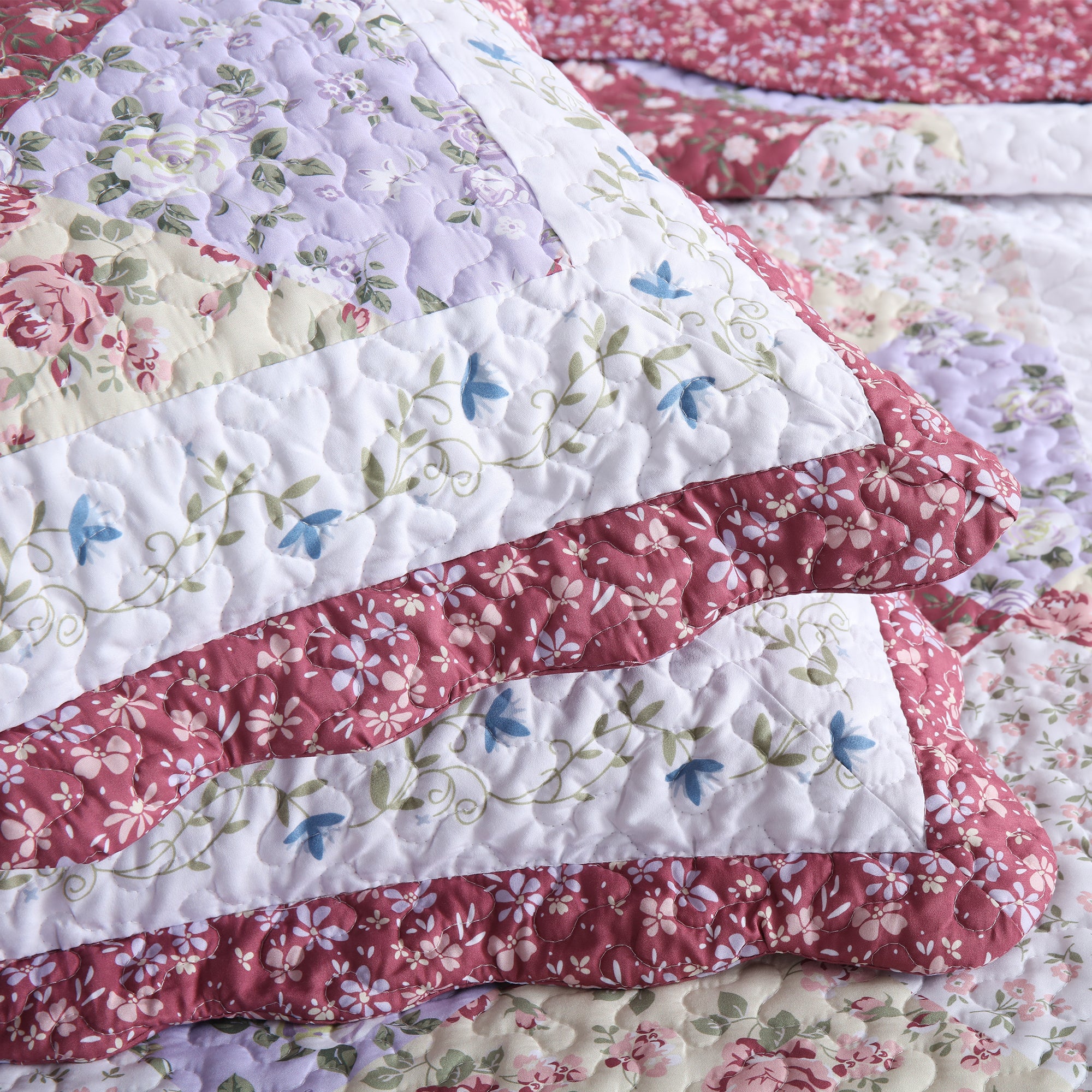 3 Piece Printed Quilt Bedspread Set Bedding Coverlet Set Lily