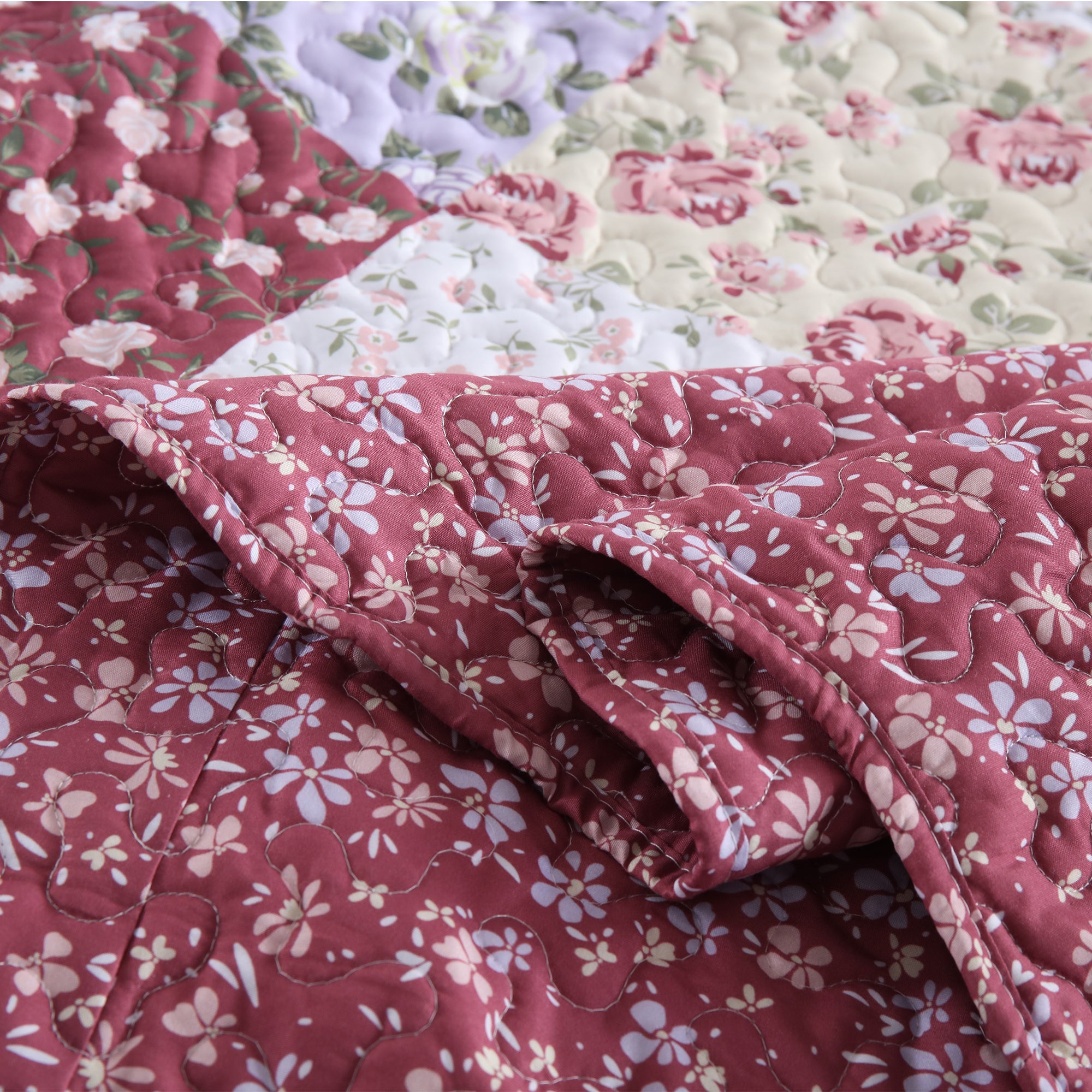 3 Piece Printed Quilt Bedspread Set Bedding Coverlet Set Lily