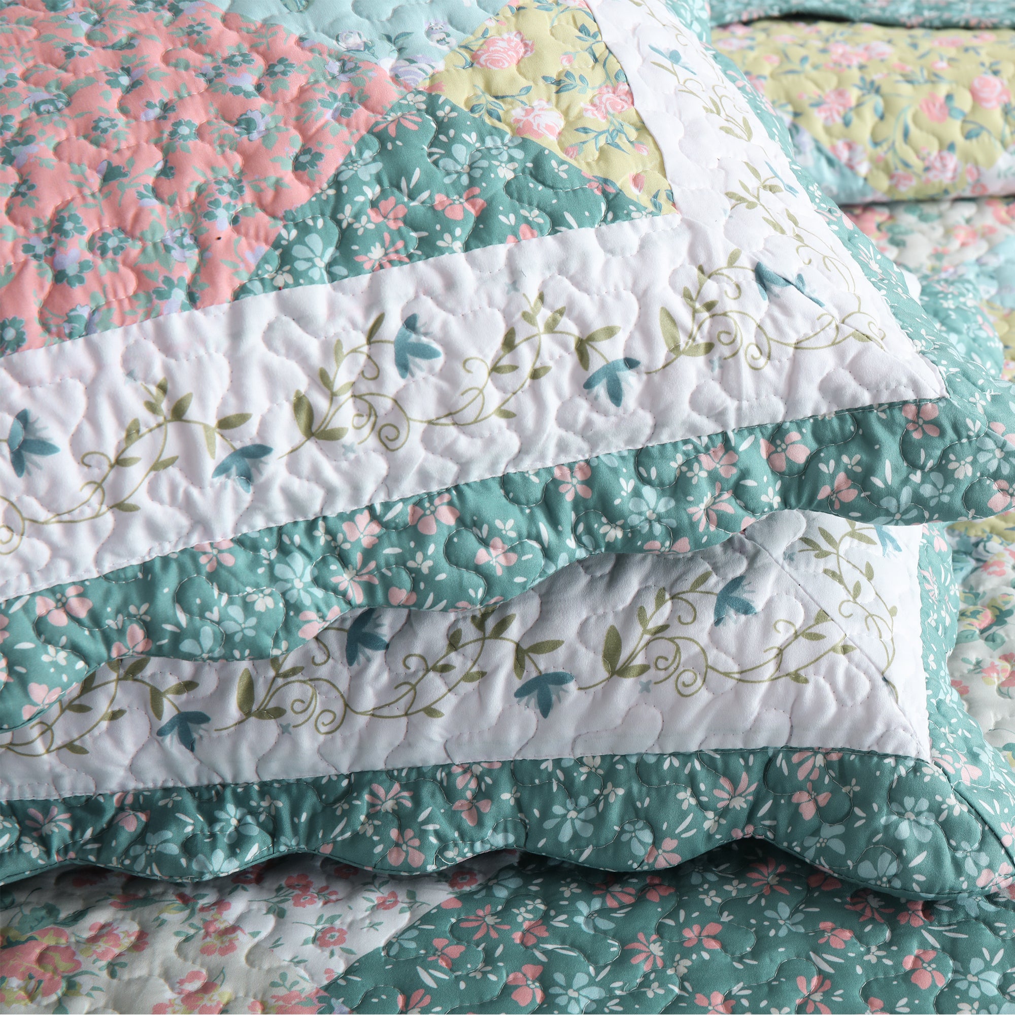 3 Piece Printed Quilt Bedspread Set Bedding Coverlet Set Lily