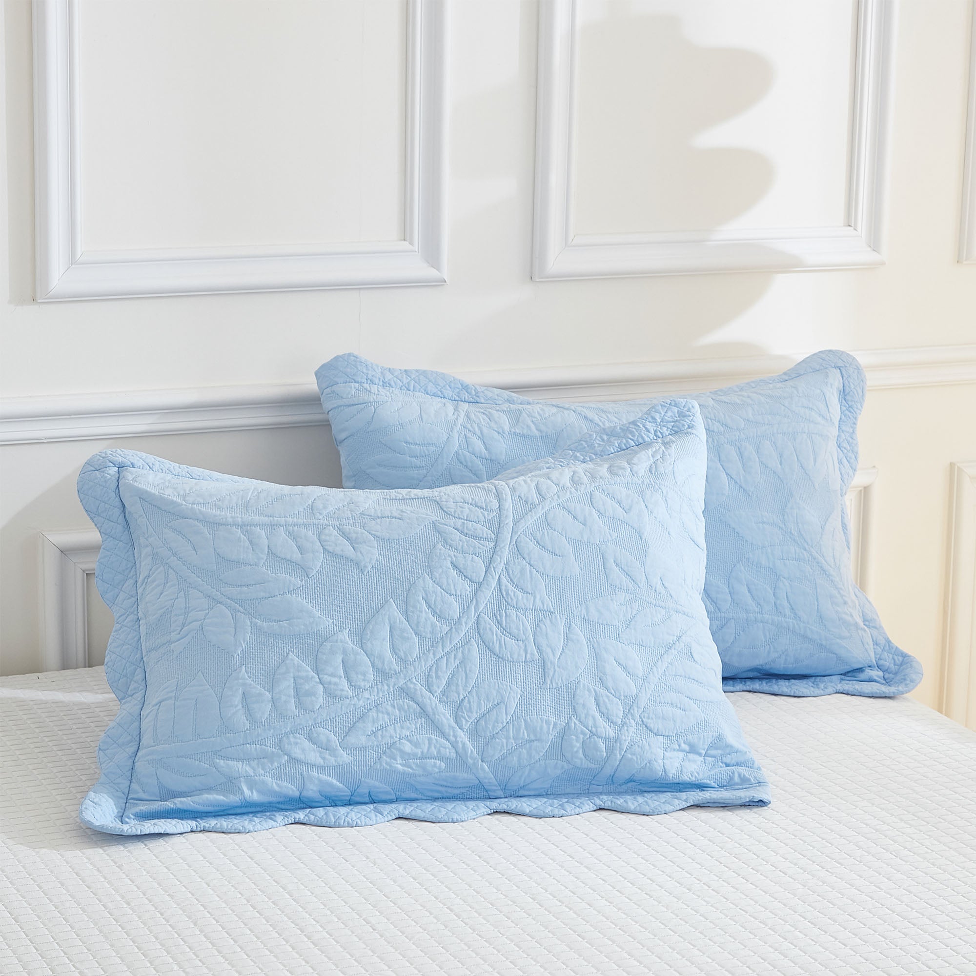 3 Piece 100% Cotton Quilt Set, Oversized Quilted Bedspread T
