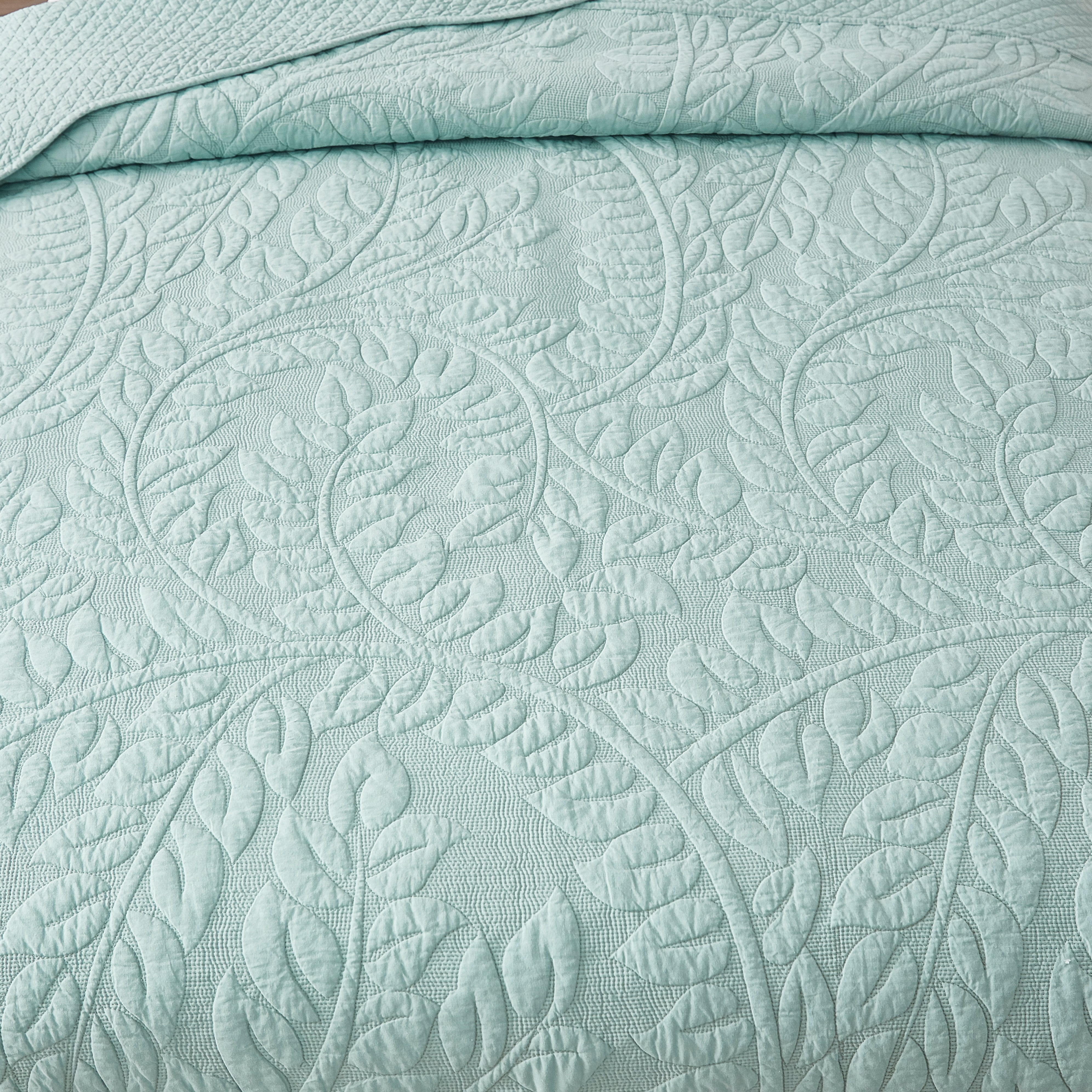 3 Piece 100% Cotton Quilt Set, Oversized Quilted Bedspread T