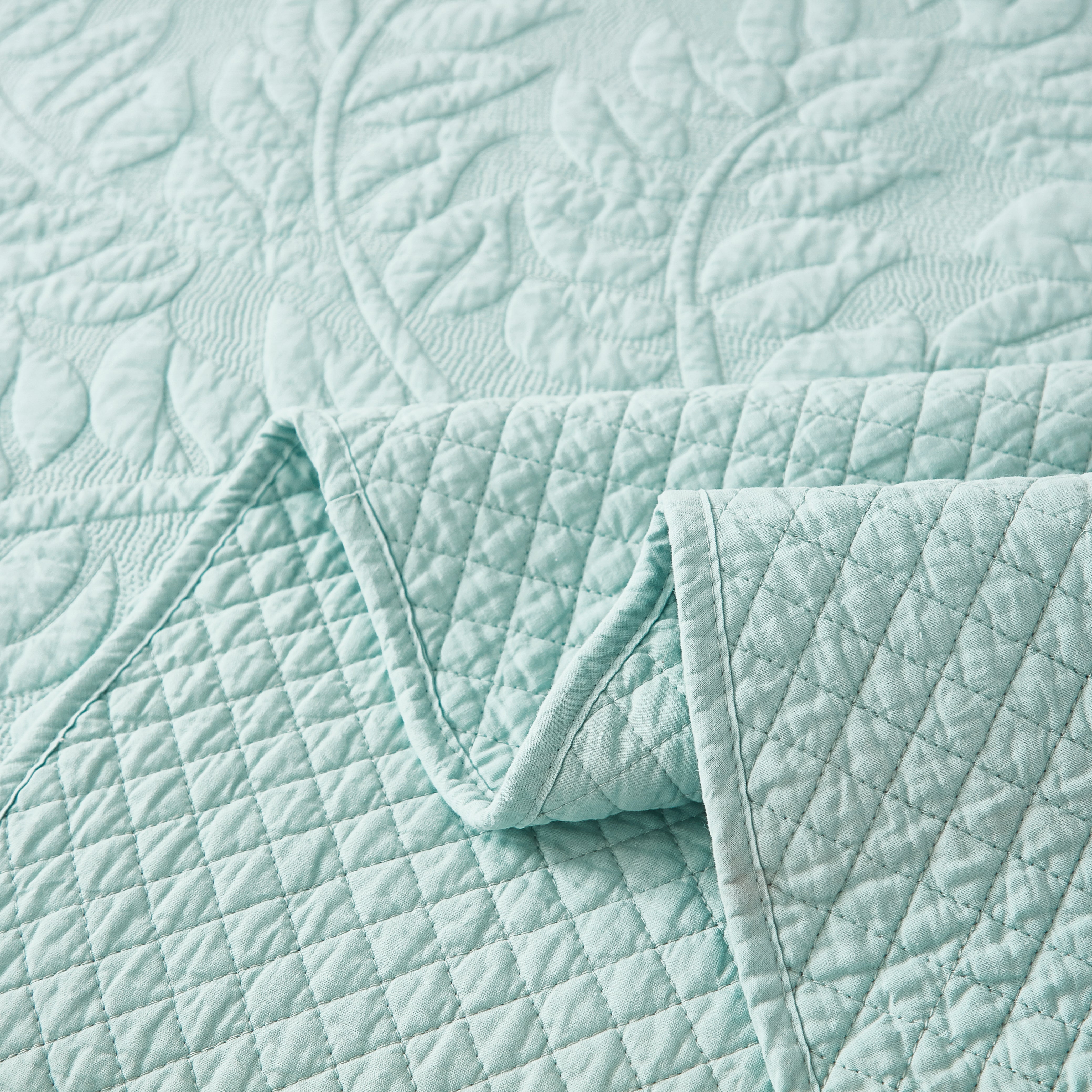 3 Piece 100% Cotton Quilt Set, Oversized Quilted Bedspread T