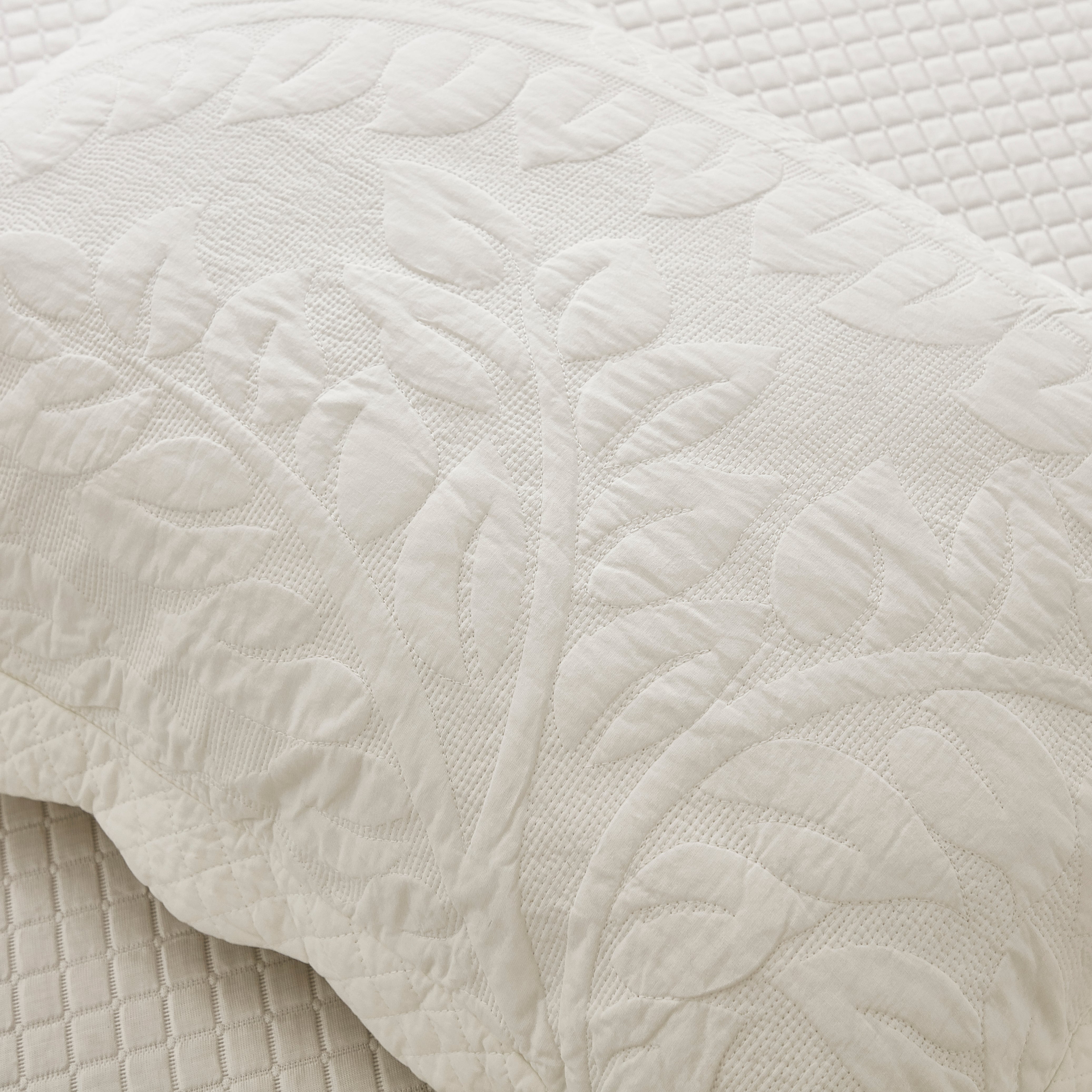 2 Piece 100% Cotton Quilted Pillow Shams, Decorative Pillow Covers