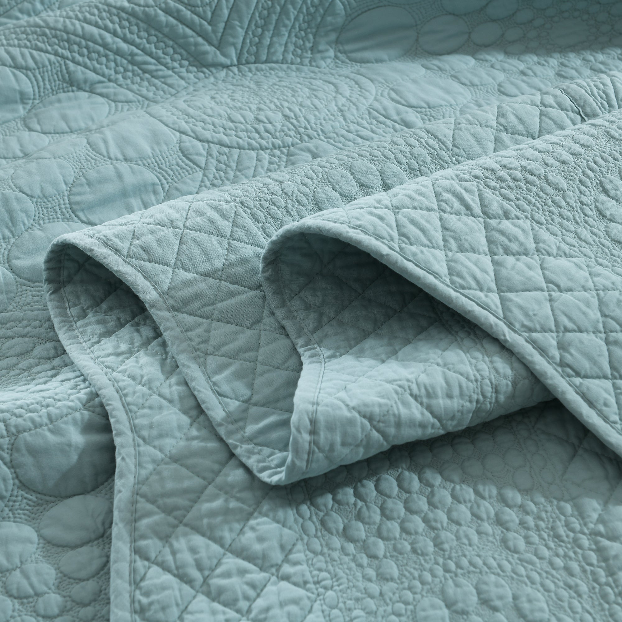 3 Piece 100% Cotton Quilt Set, Oversized Lightweight Quilted Bedspread TF