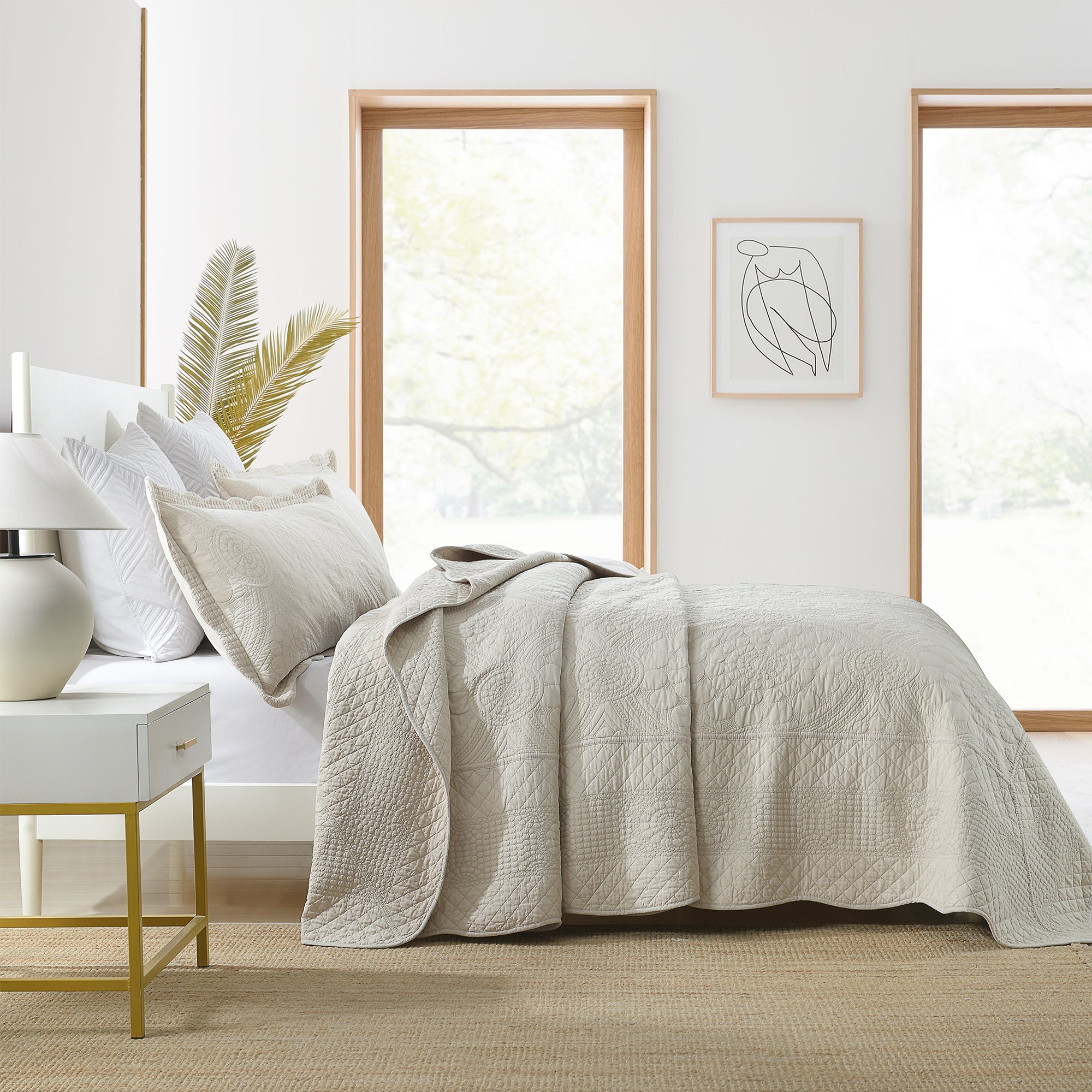 3 Piece 100% Cotton Quilt Set, Oversized Lightweight Quilted Bedspread TF