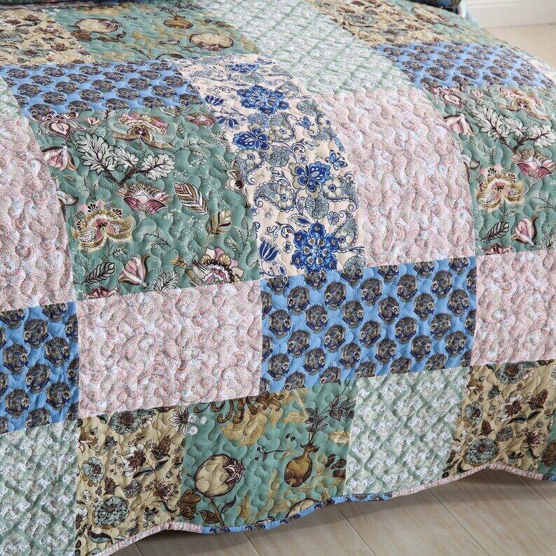 3Pcs Printed Quilt Bedspread Set Bedding Coverlet Set B026