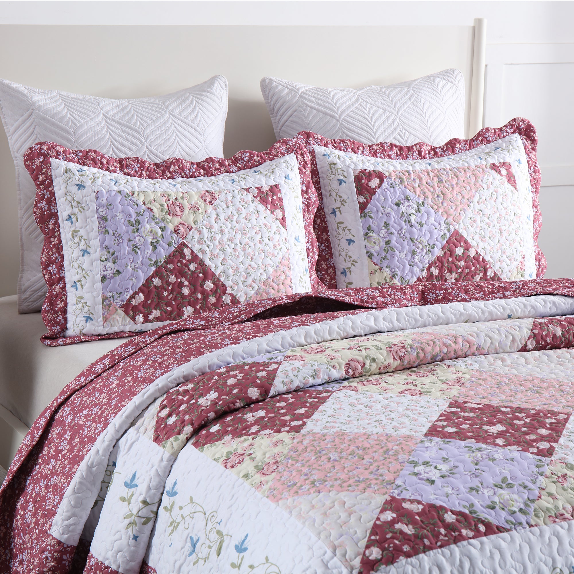 3 Piece Printed Quilt Bedspread Set Bedding Coverlet Set Lily