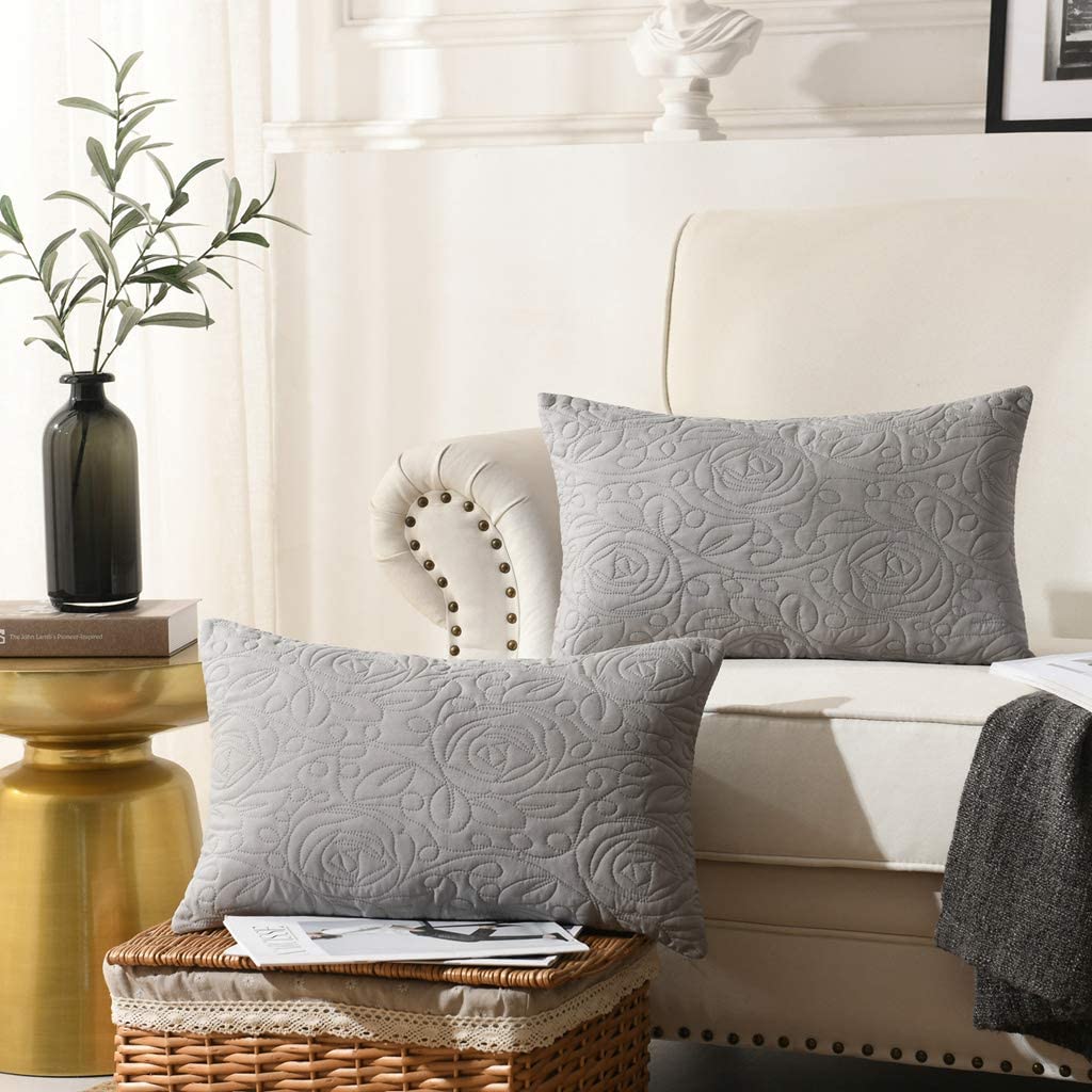 2 Pack Quilted Euro Sham Covers, Decorative Pillow Covers