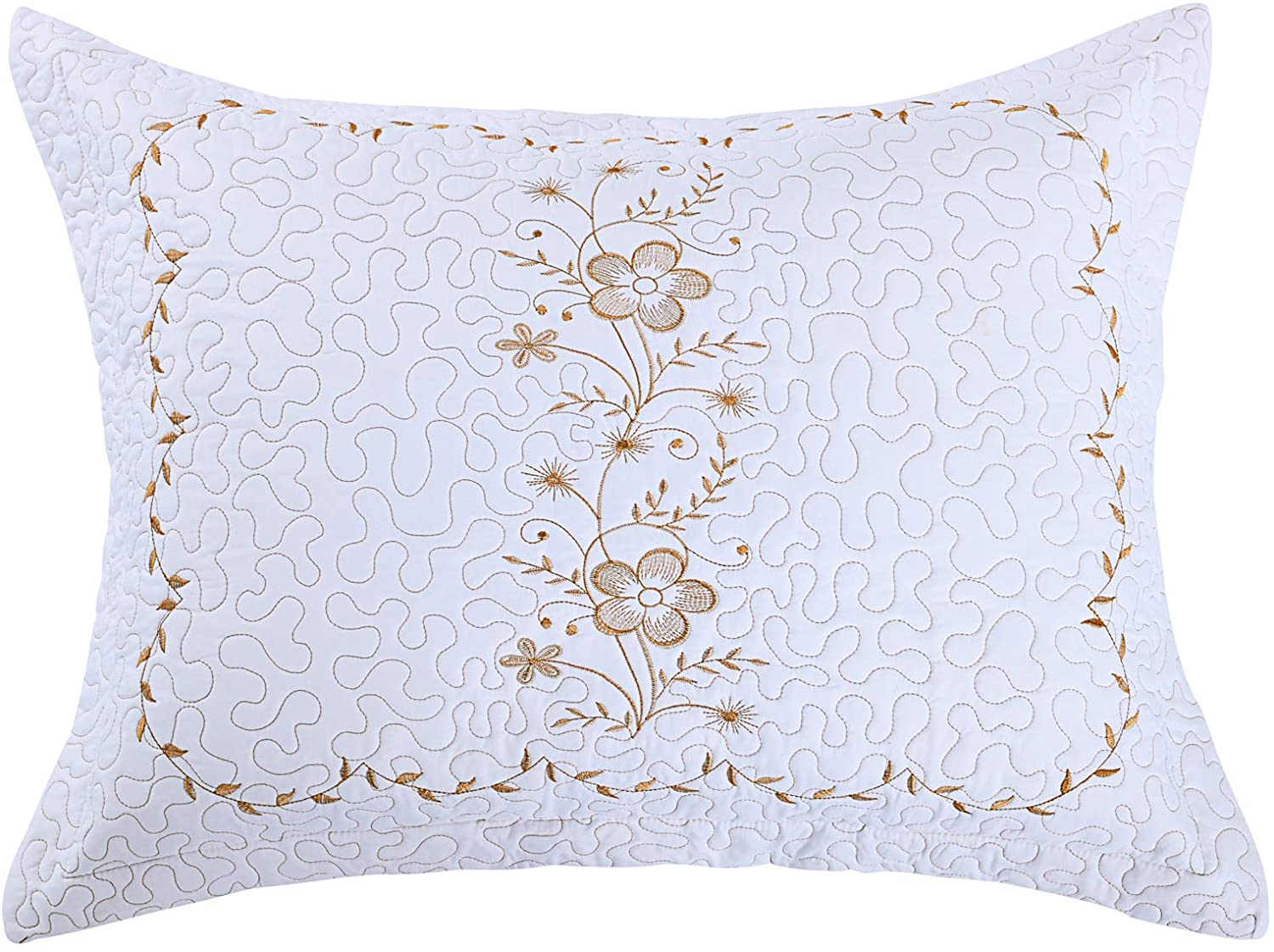 2 Pack Embroidered Pillow Shams – Standard Queen King Euro Decorative Pillow Covers with Hidden Zipper
