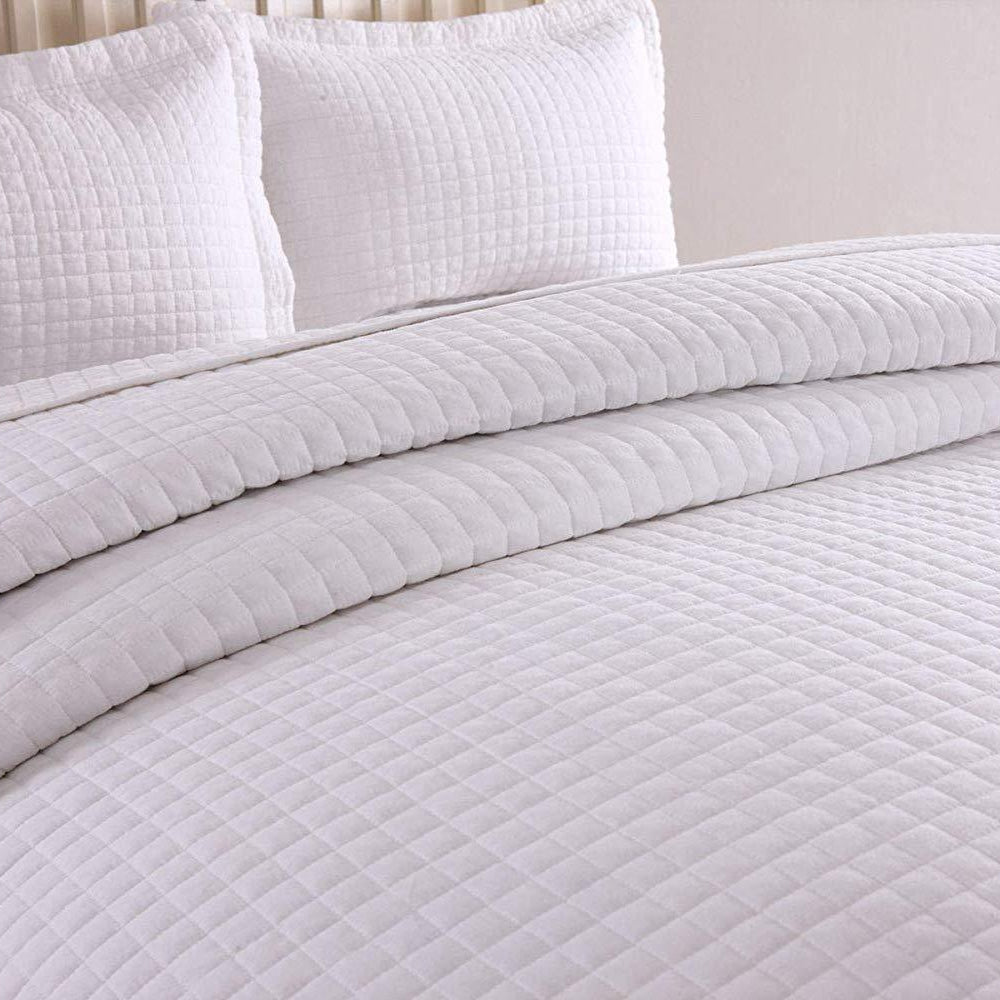 3 Piece 100% Cotton Quilt Set, Lightweight Quilted Bedspread