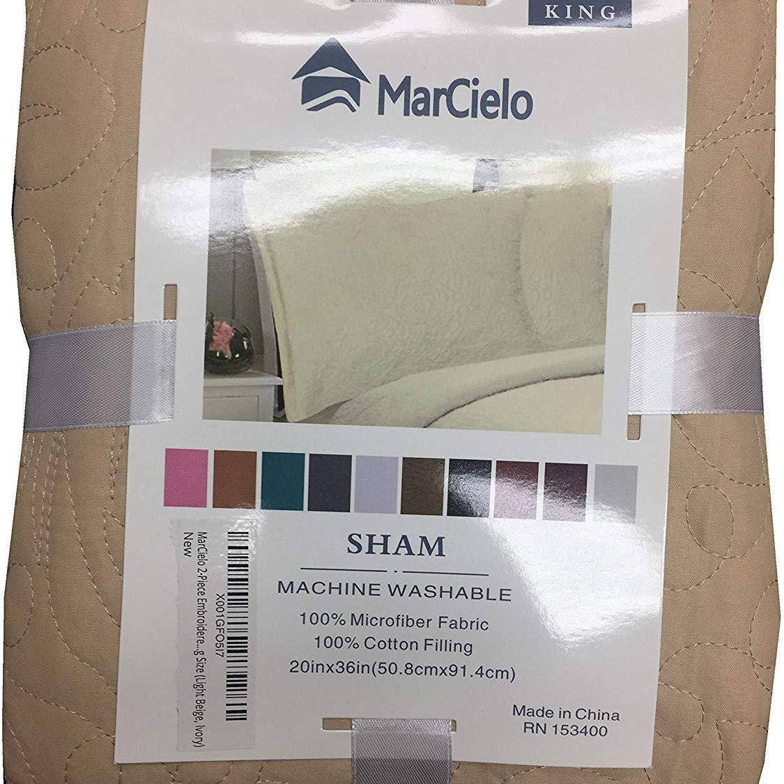2 Piece King Size Quilted Pillow Shams, Decorative Pillow Covers