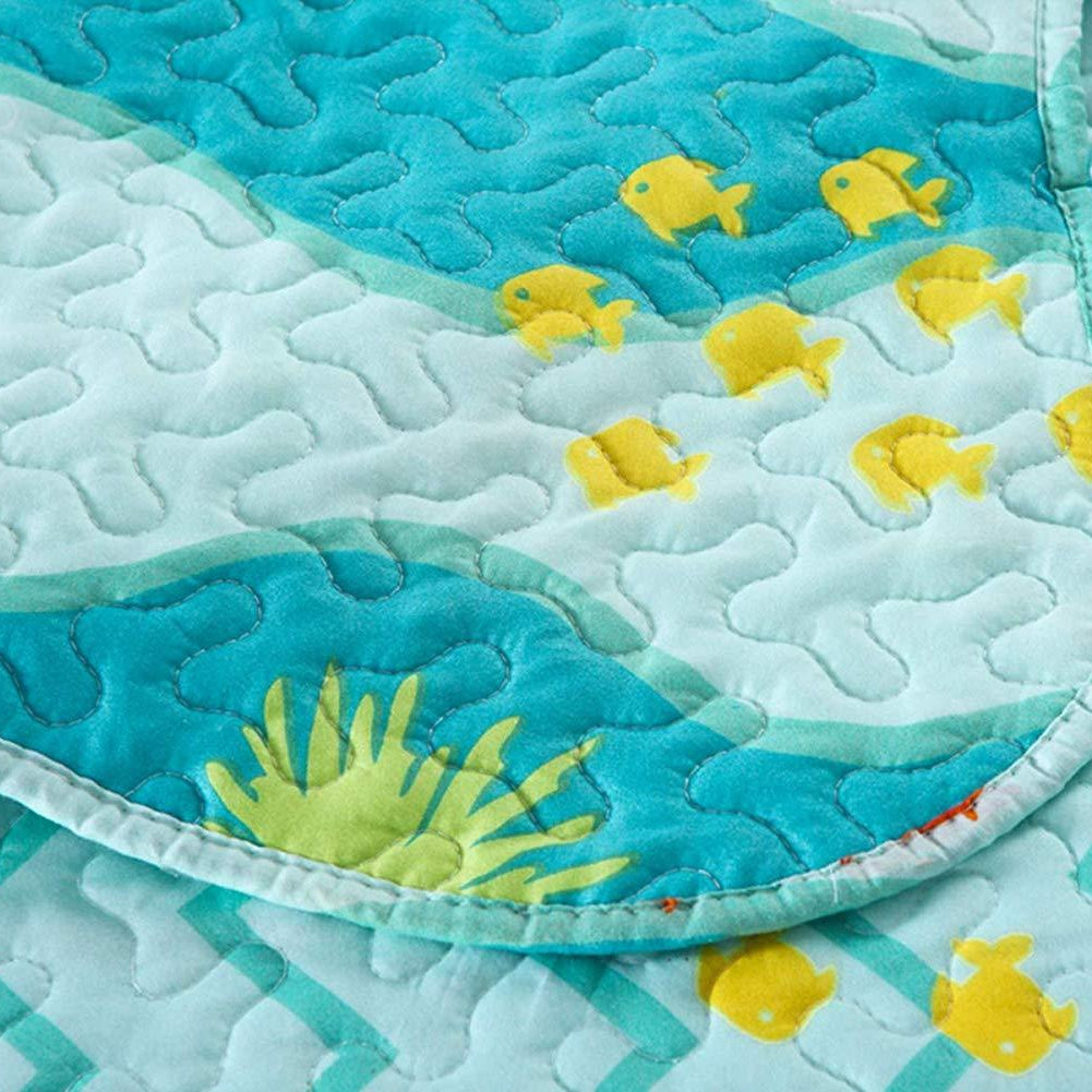 2/3 Piece Kids Ocean Quilt Set, Sea Life Bedspread for Teens Boys Girls