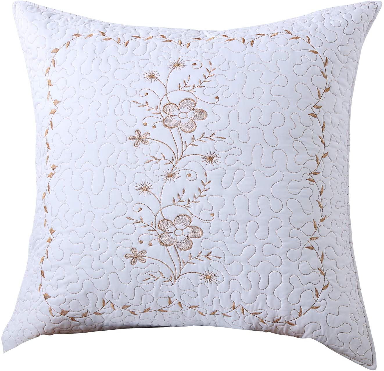 2 Pack Embroidered Pillow Shams – Standard Queen King Euro Decorative Pillow Covers with Hidden Zipper