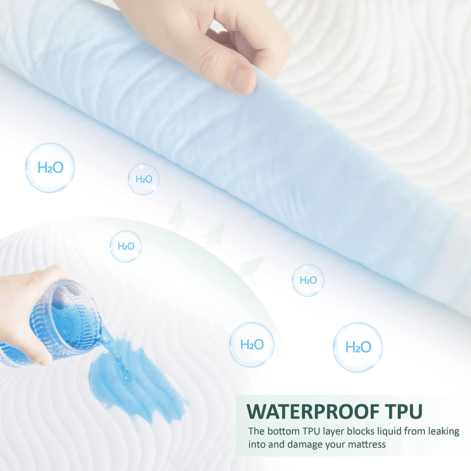Mattress Protector, 100% Waterproof Knit Soft Breathable Fitted Mattress Cover