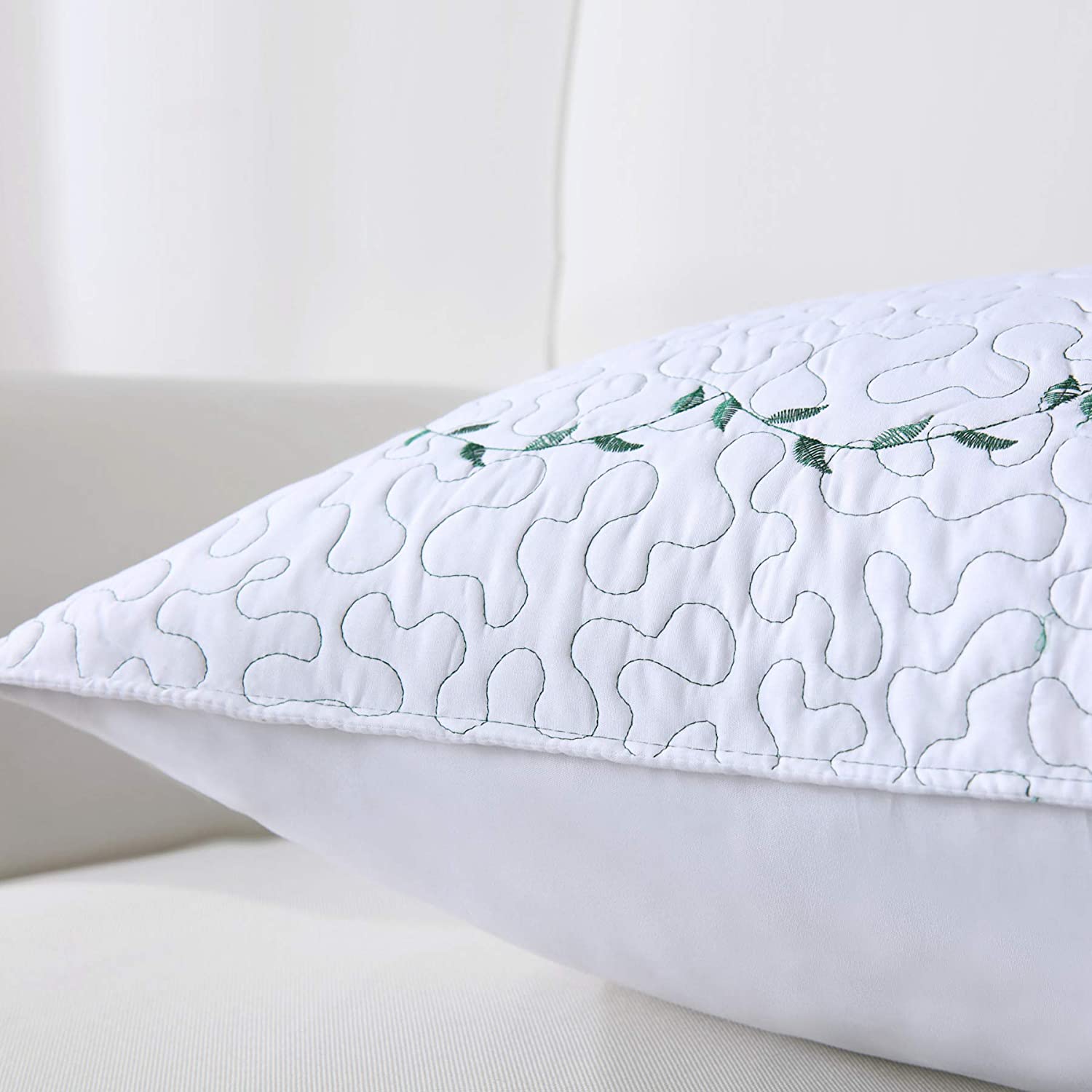 2 Pack Embroidered Pillow Shams – Standard Queen King Euro Decorative Pillow Covers with Hidden Zipper