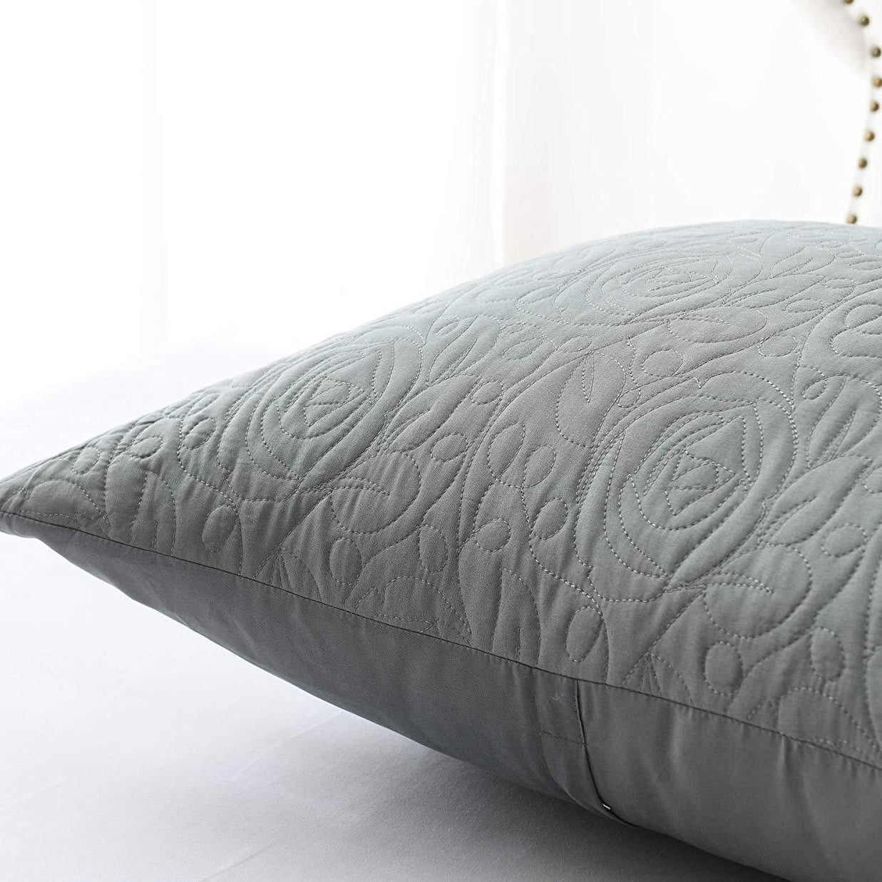 2 Pack Quilted Euro Sham Covers, Decorative Pillow Covers