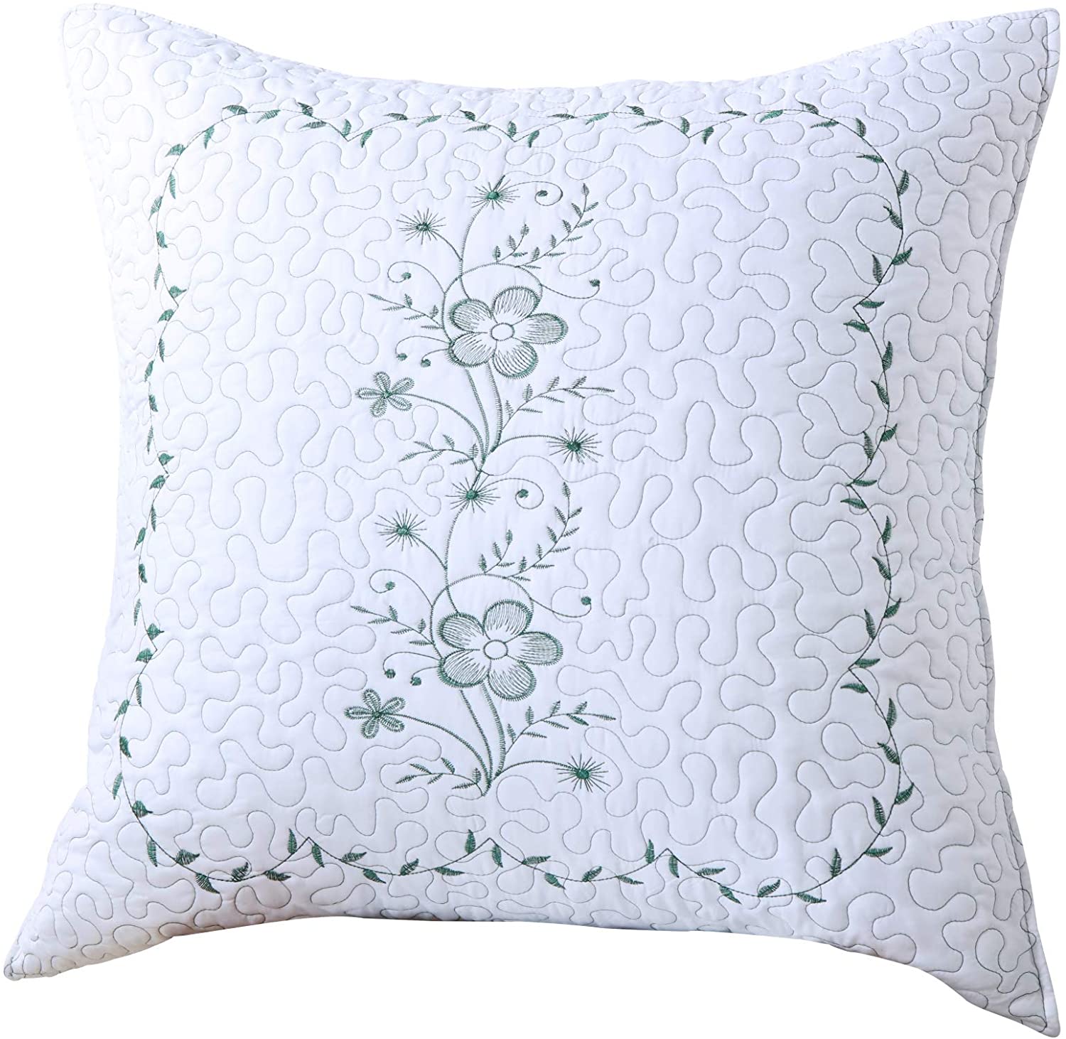 2 Pack Embroidered Pillow Shams – Standard Queen King Euro Decorative Pillow Covers with Hidden Zipper