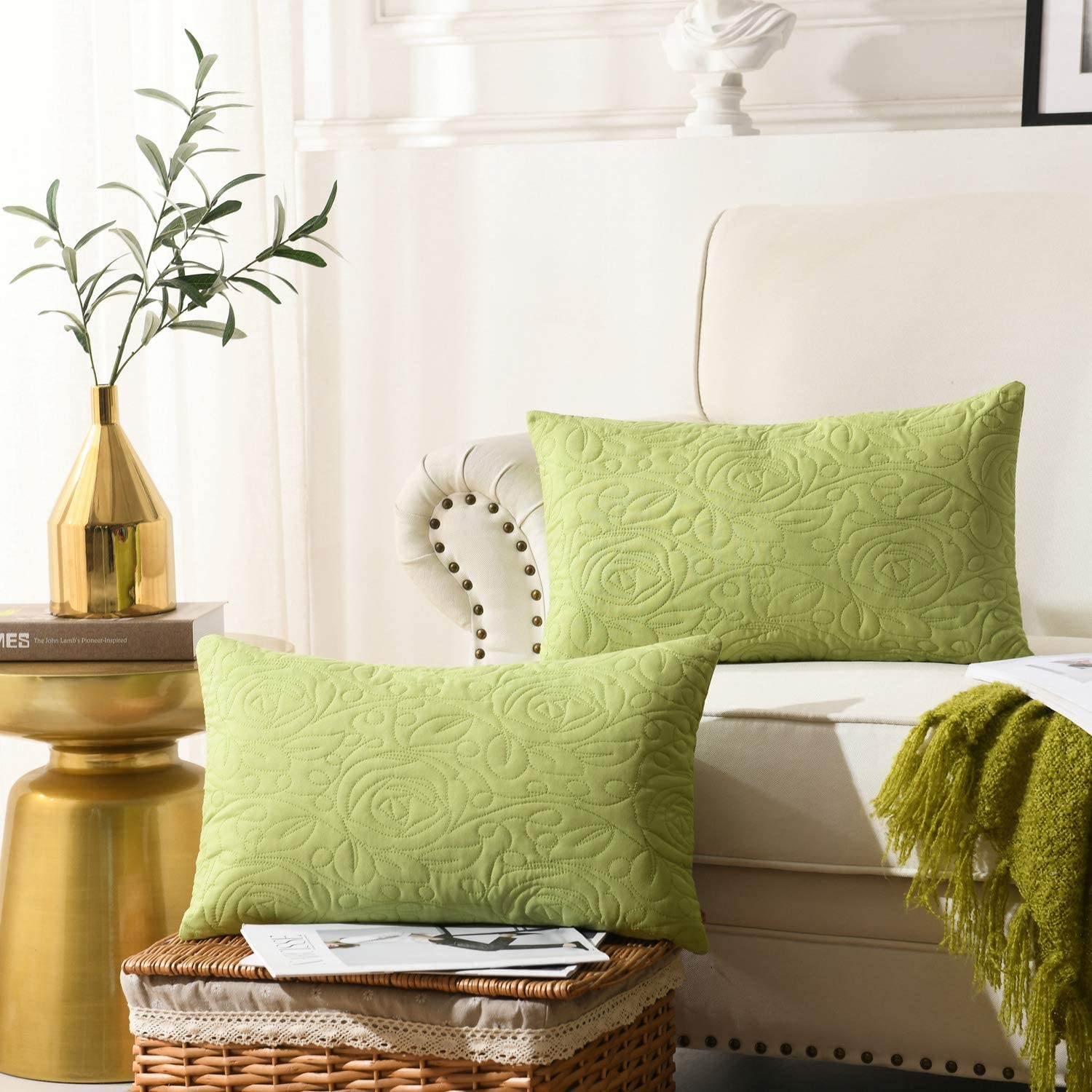 2 Pack Quilted Euro Sham Covers, Decorative Pillow Covers