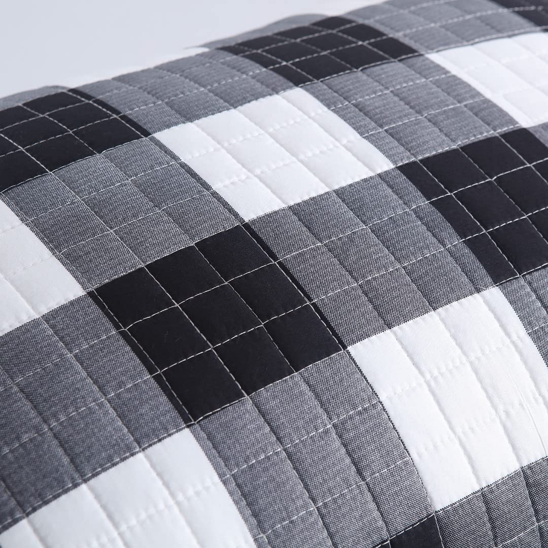 2 Piece Buffalo Plaid Pillow Shams, Microfiber Decorative Covers with Zipper