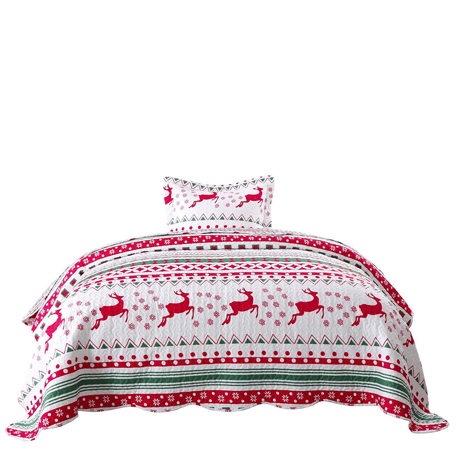 2/3 Piece Christmas Quilt Set, Snowflake Bedspread