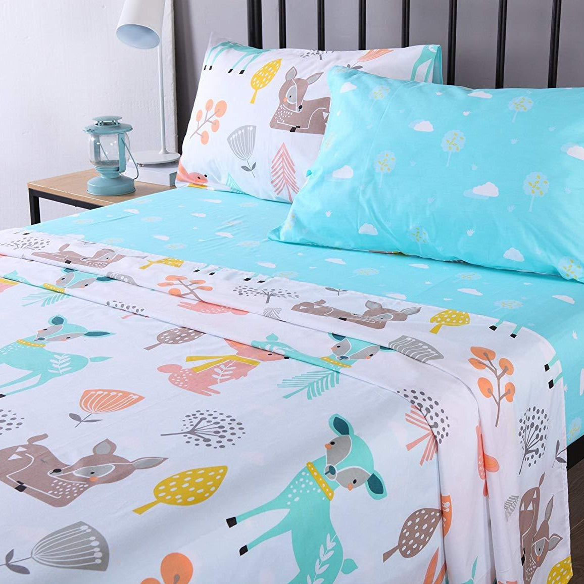3/4 Piece Kids Cotton Sheet Set, Soft Breathable Animal Bedding