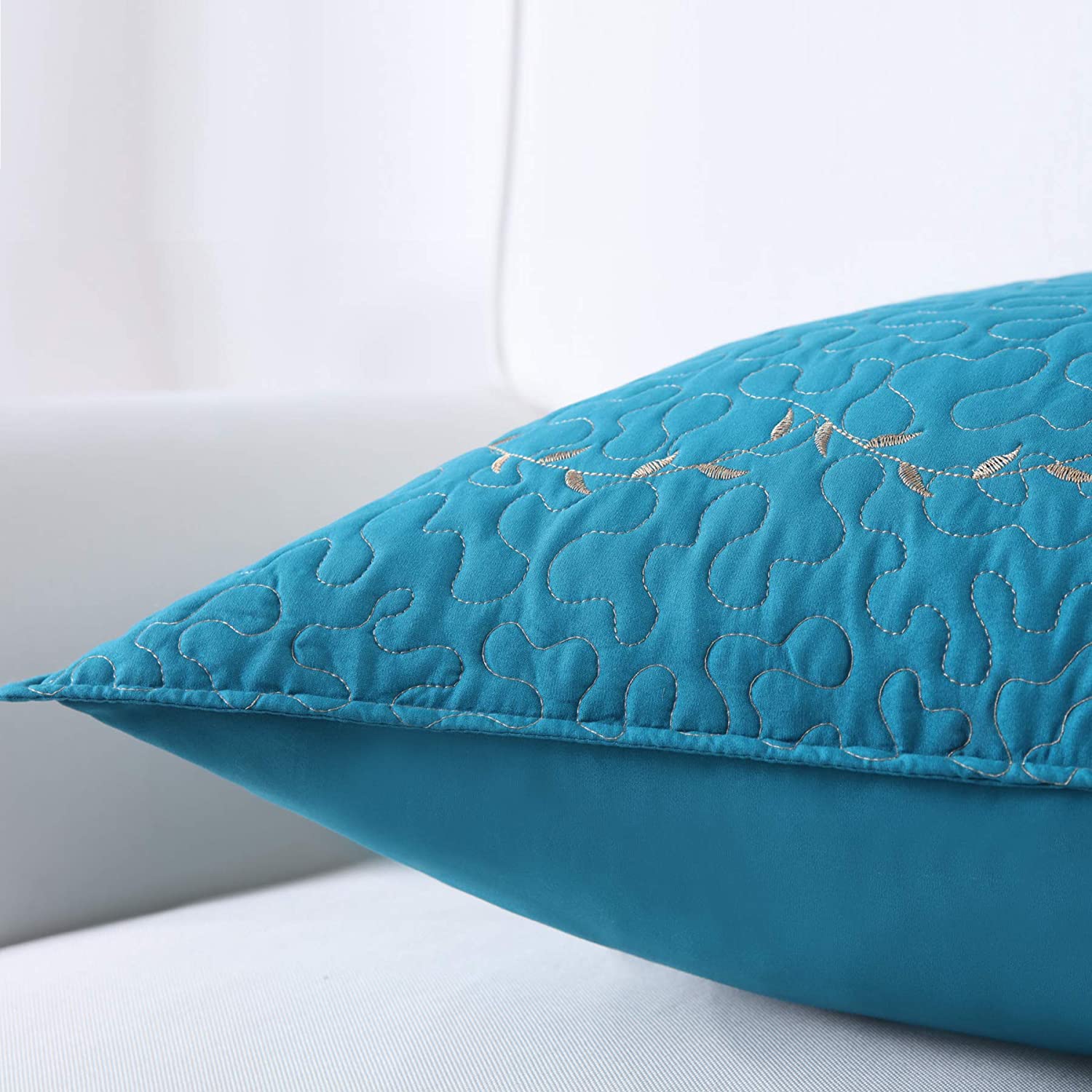 2 Pack Embroidered Pillow Shams – Standard Queen King Euro Decorative Pillow Covers with Hidden Zipper