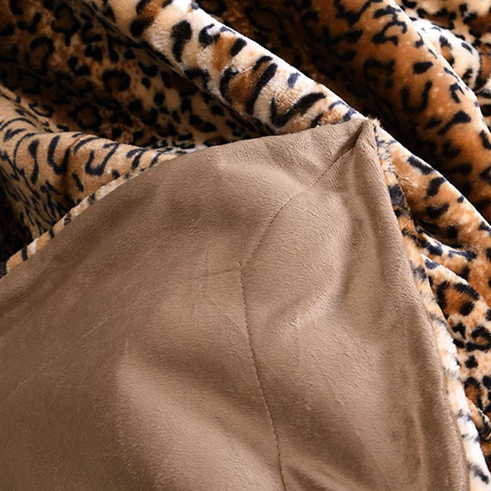 Faux Fur Leopard Throw Blanket, Soft Plush Cozy Sofa Cover