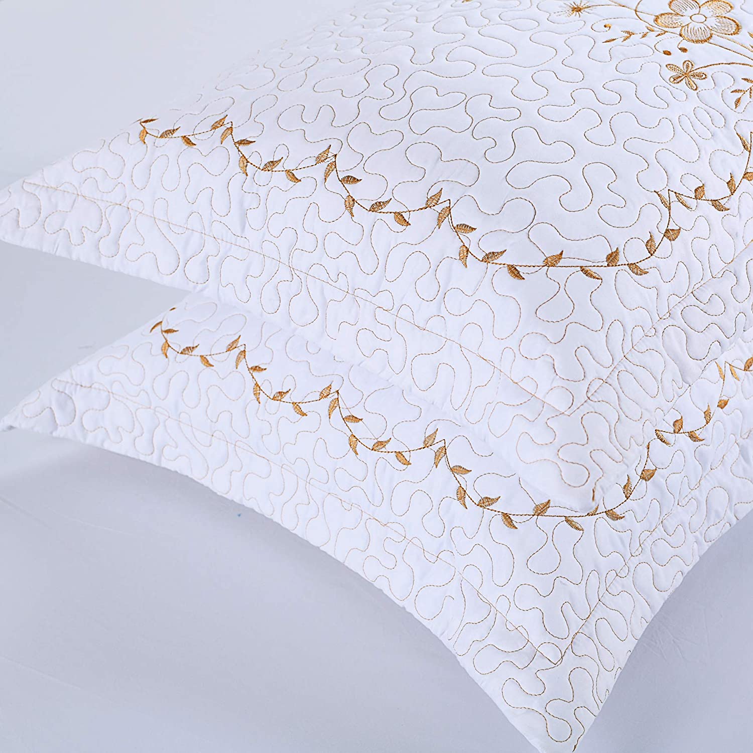 2 Pack Embroidered Pillow Shams – Standard Queen King Euro Decorative Pillow Covers with Hidden Zipper