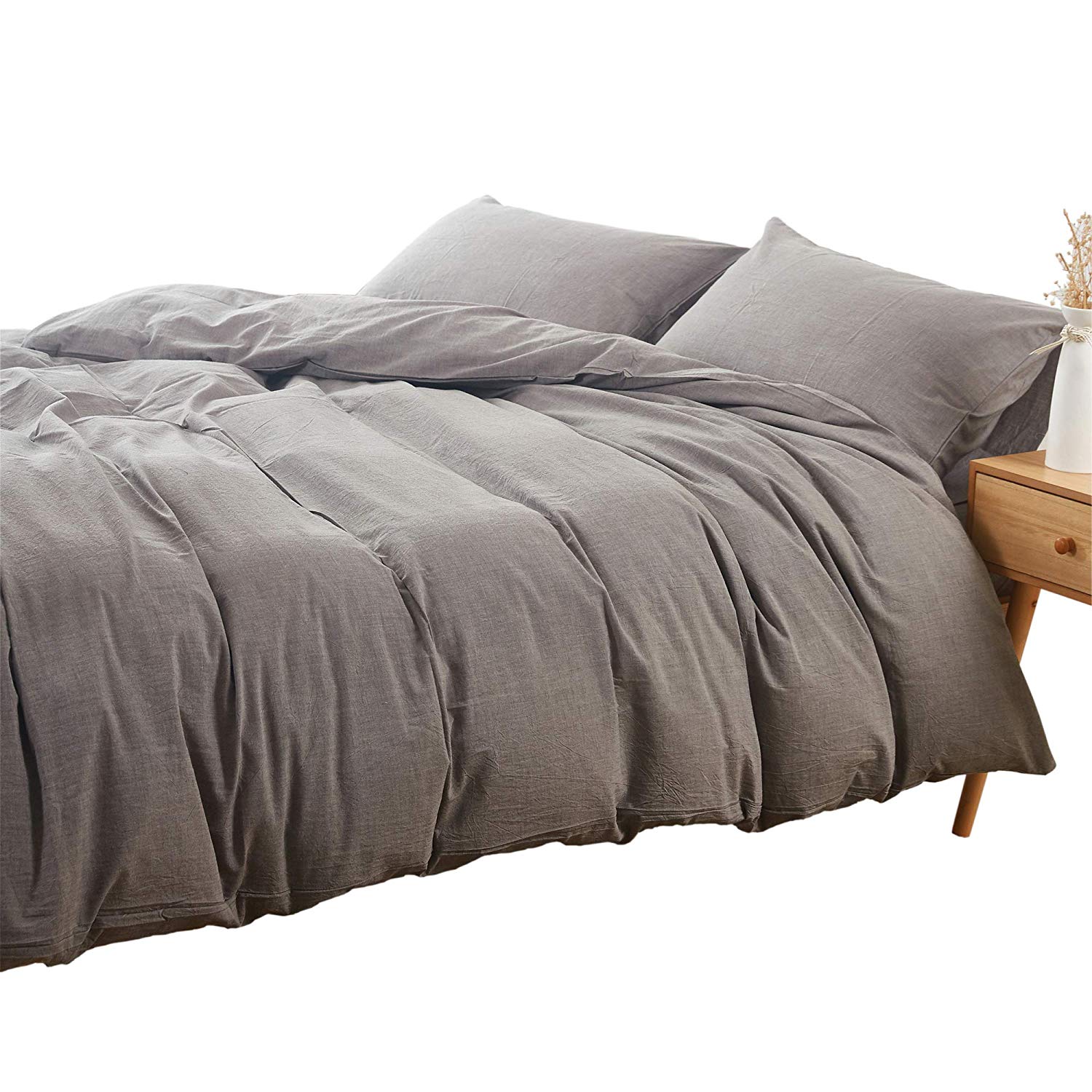 3 Piece 100% Cotton Duvet Cover Set, Soft Breathable Bedding