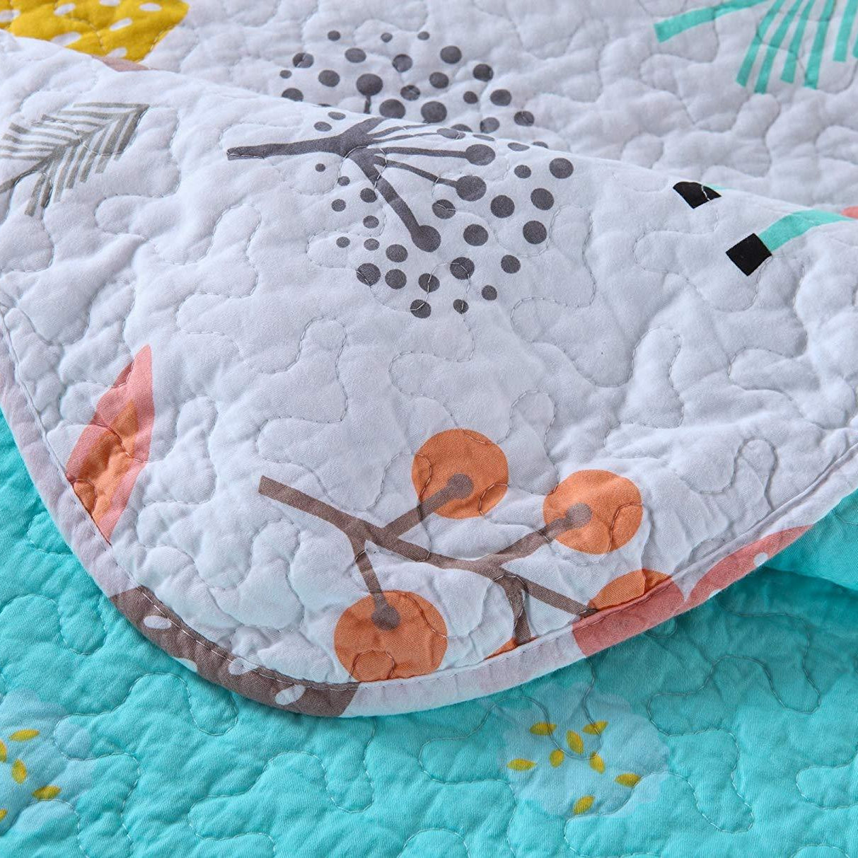 2/3 Piece Kids Woodland Animal Quilt Set, 100% Cotton Bedspread Lightweight XL