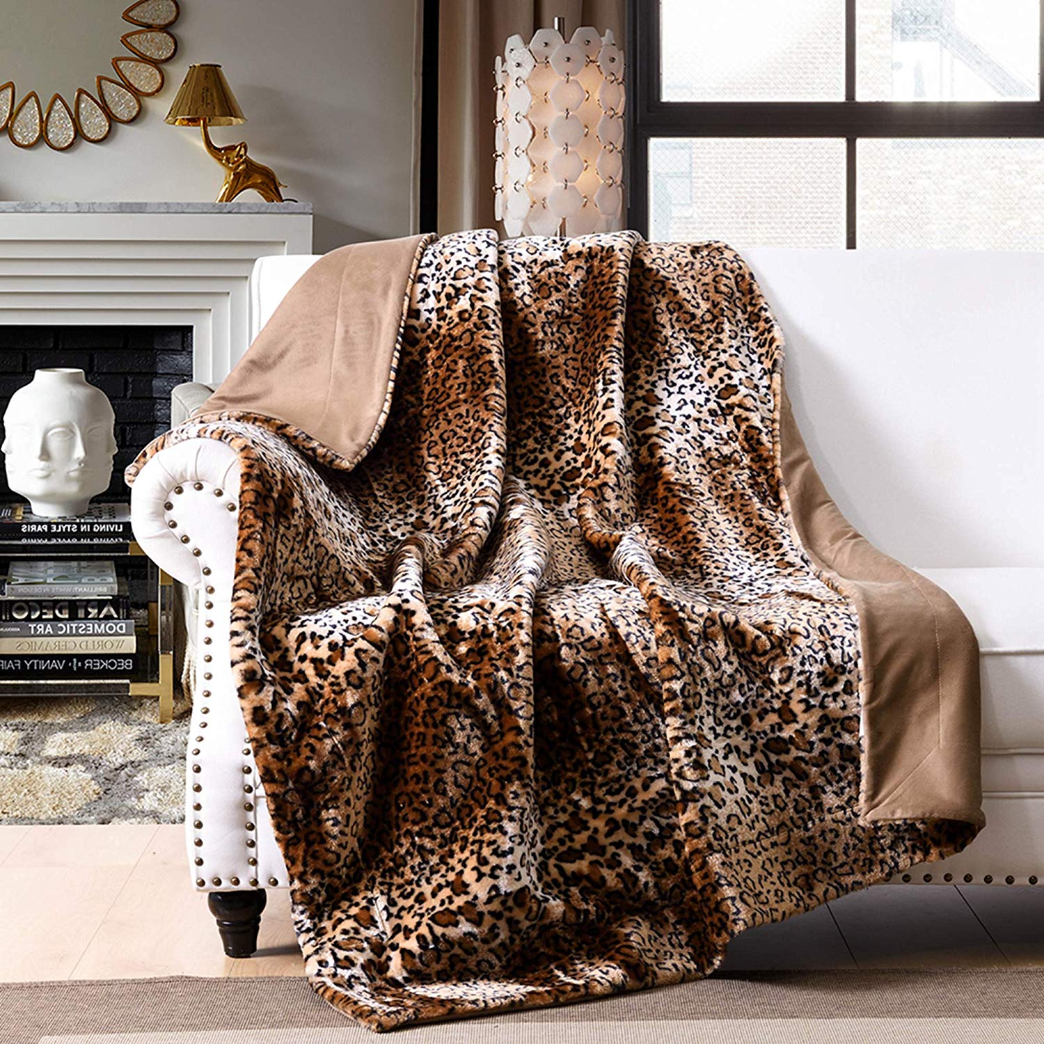 Faux Fur Throw Blanket Leopard Cheetah Bed Blanket