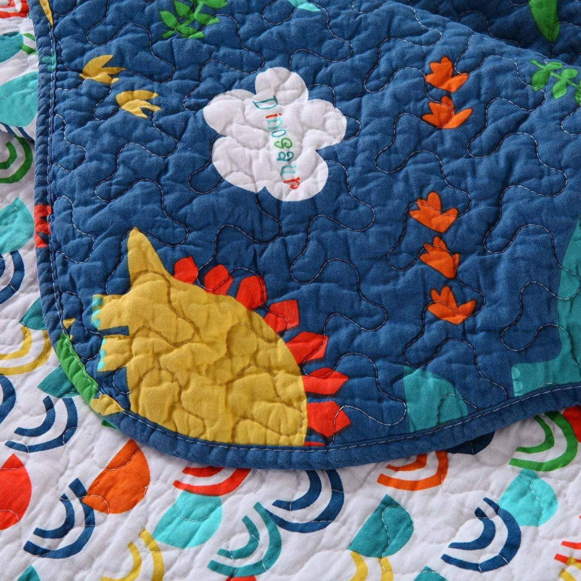 2/3 Piece Kids Dinosaur Quilt Set, 100% Cotton Bedspread Lightweight KL
