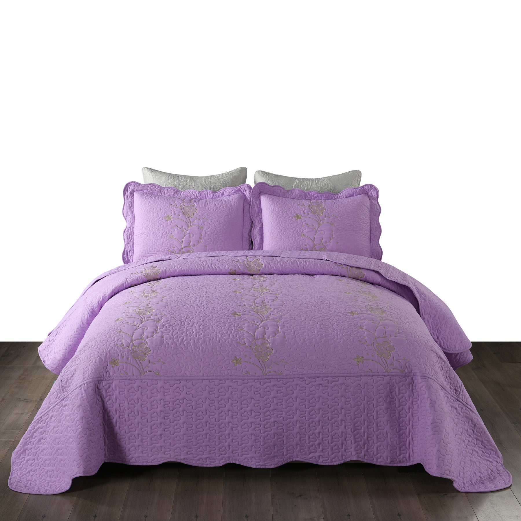 3 Piece Embroidered Quilt Set, Lightweight Bedspread Lapaz