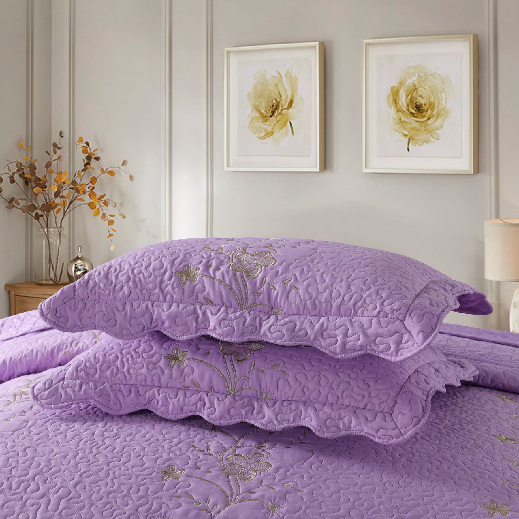 3 Piece Lightweight Bedspread Quilt Set Embroidery Quilt Lapaz