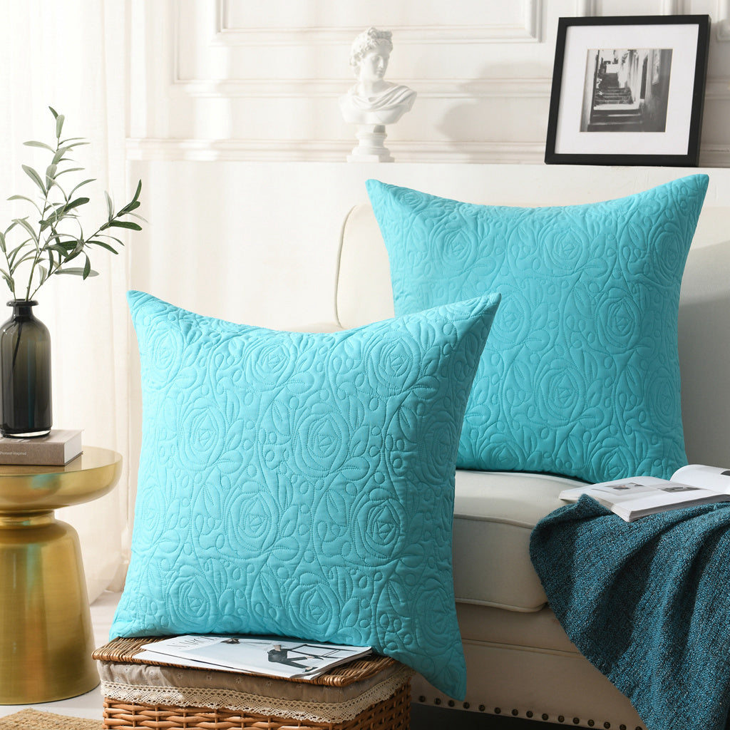 2 Pack Quilted Euro Sham Covers, Decorative Pillow Covers