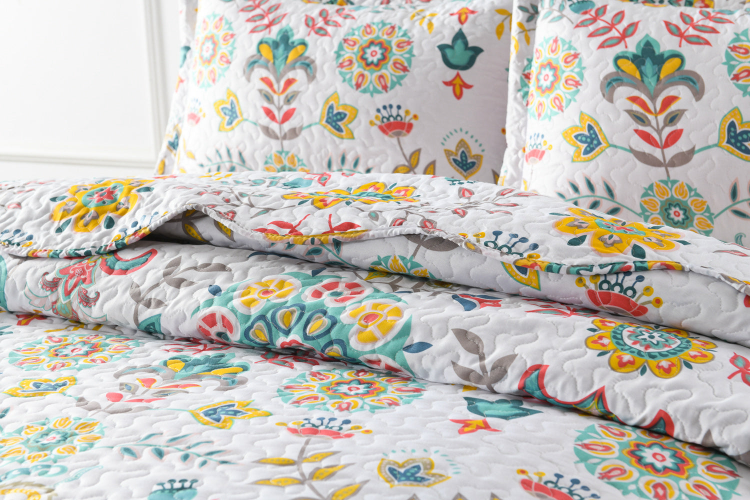 3 Piece Bohemian Boho Quilt Bedspread Set Rustic Cabin Lodge Lightweight Bedding Set A96