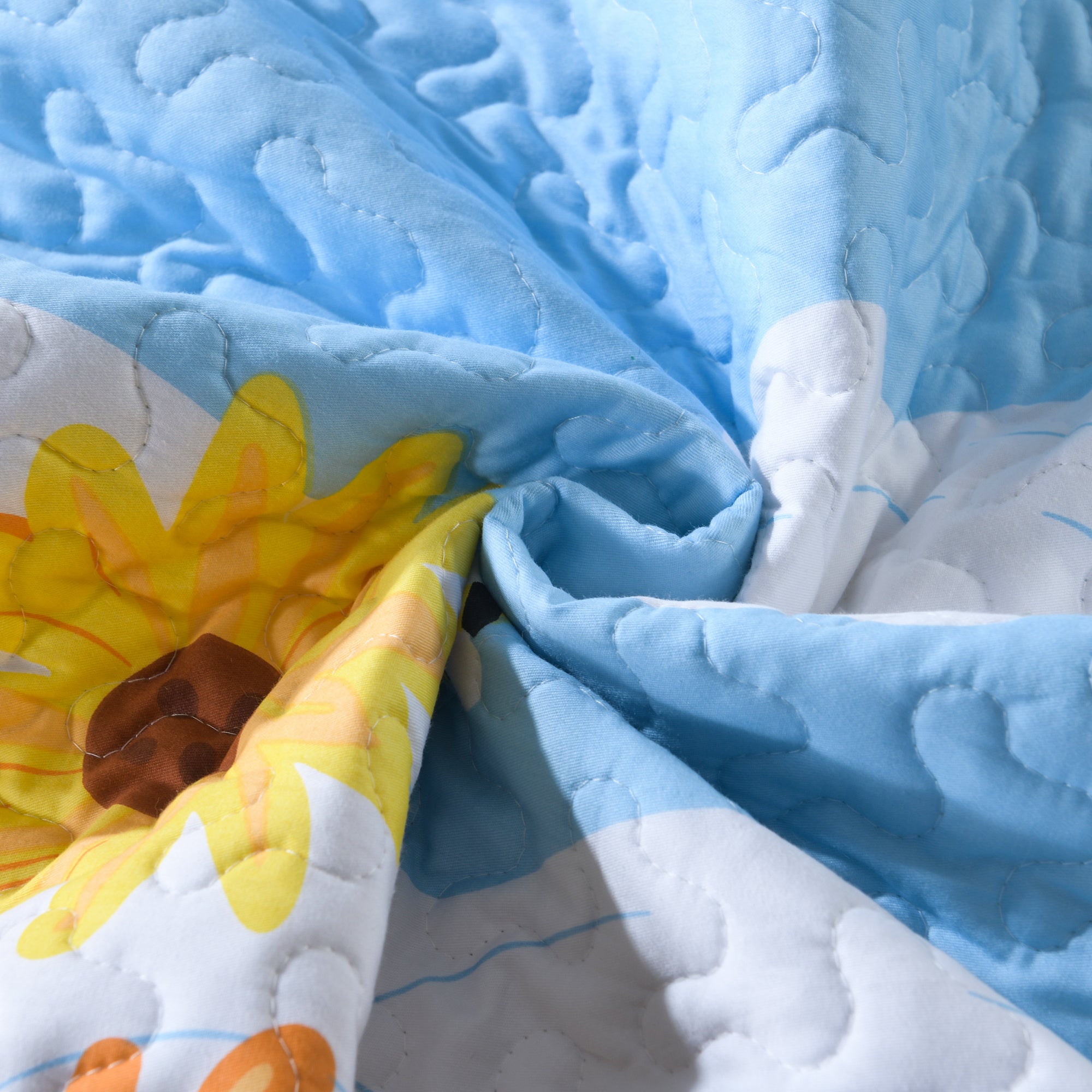 3 Piece Kids Sunflower Quilt Set – 100% Cotton Lightweight Floral Bedspread for Girls Teens