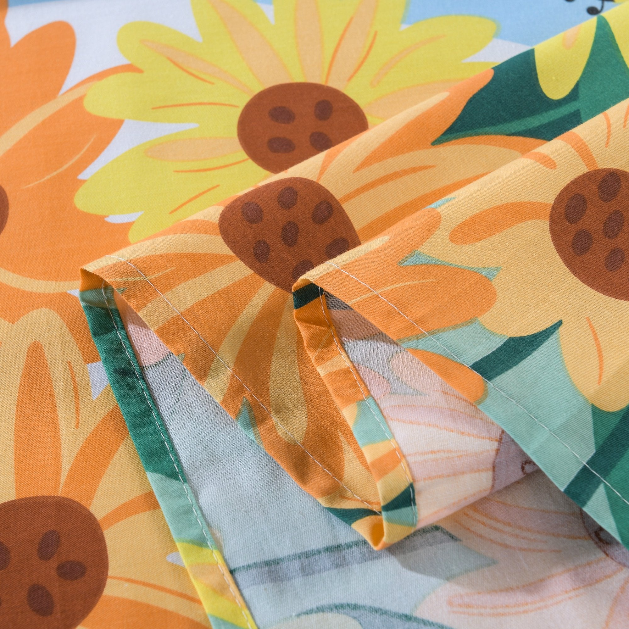 3/4 Piece Kids 100% Cotton Sunflower Bed Sheet Set for Boys Girls Teens
