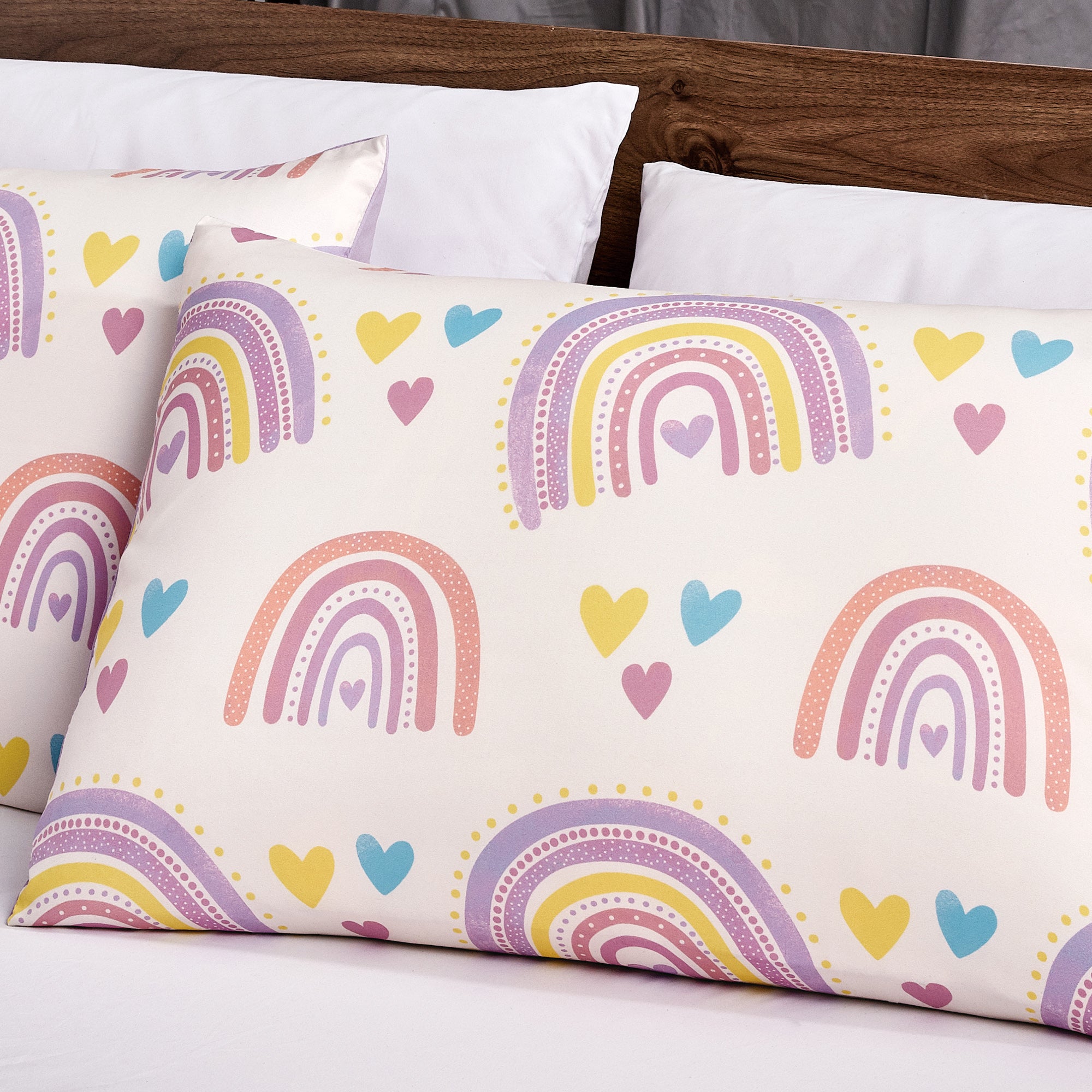 Kids Girls Boys Comforter Set Rainbow Heart