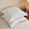 100% Cotton Embroidered Quilted Pillow Shams Set of 2, 26"x26" Euro Size