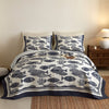 3Pcs 100% Cotton Nautical Fish Print Quilt Bedspread Set Coastal Blue & White CP340