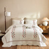 3Pcs Cotton European Folk Embroidered Quilt Bedspread Set Modern Farmhouse Style TC155