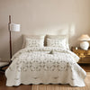 3Pcs Soft Cream Cotton Quilt Bedspread Set European Cottage Style TC153