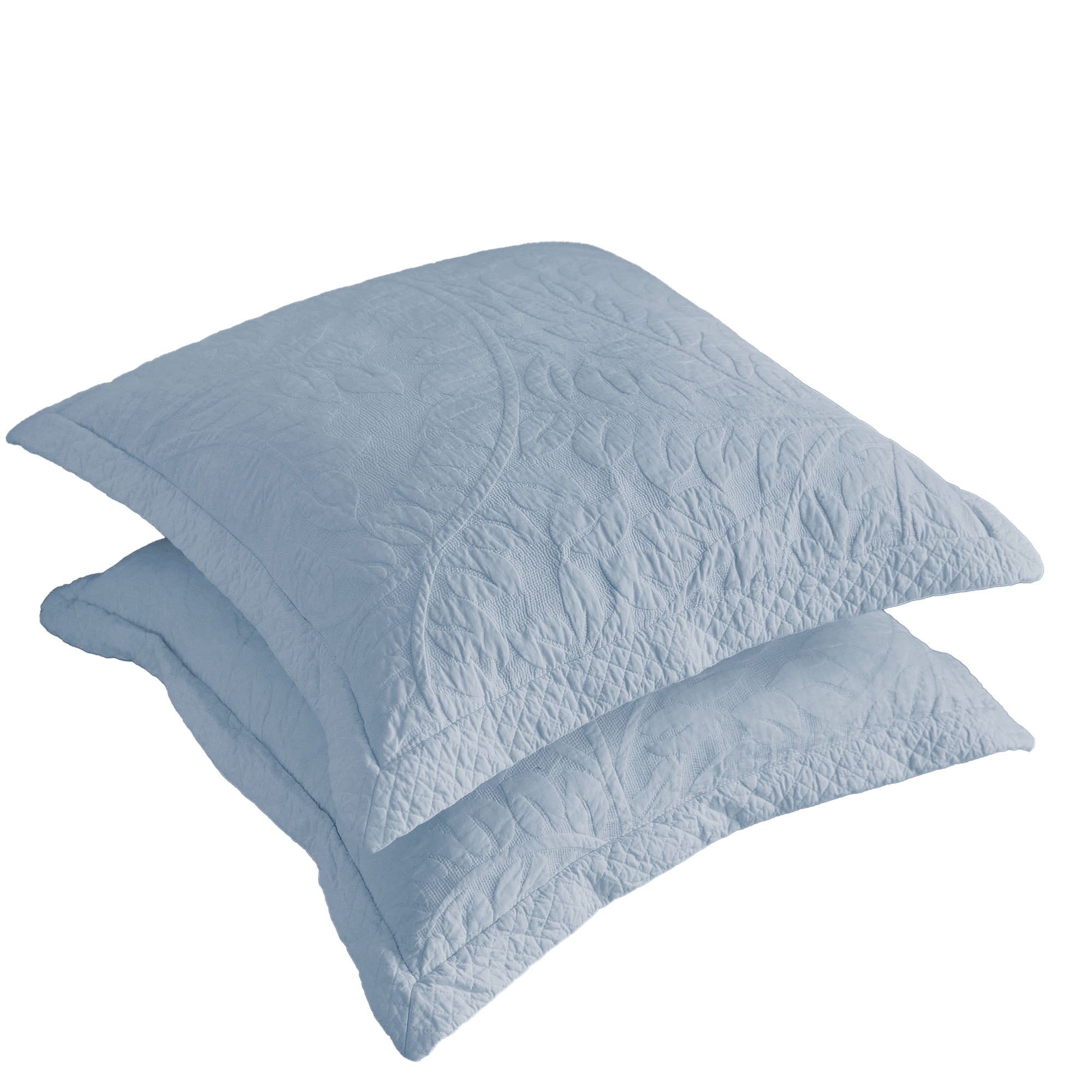 100% Cotton Embroidered Quilted Pillow Shams Set of 2, 26"x26" Euro Size
