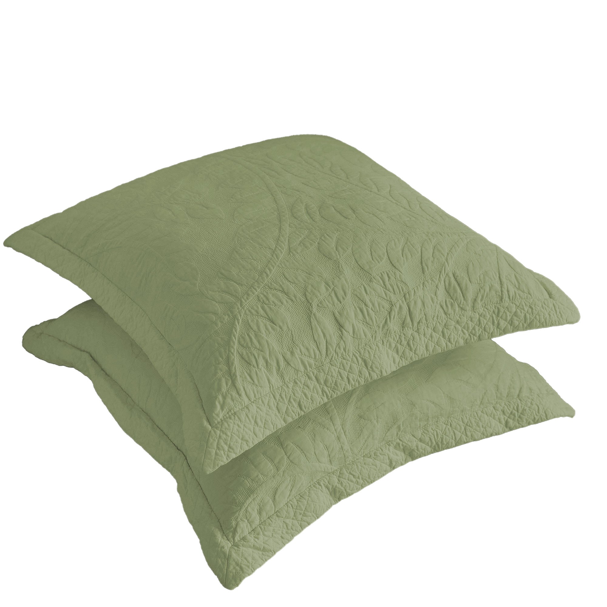 100% Cotton Embroidered Quilted Pillow Shams Set of 2, 26"x26" Euro Size