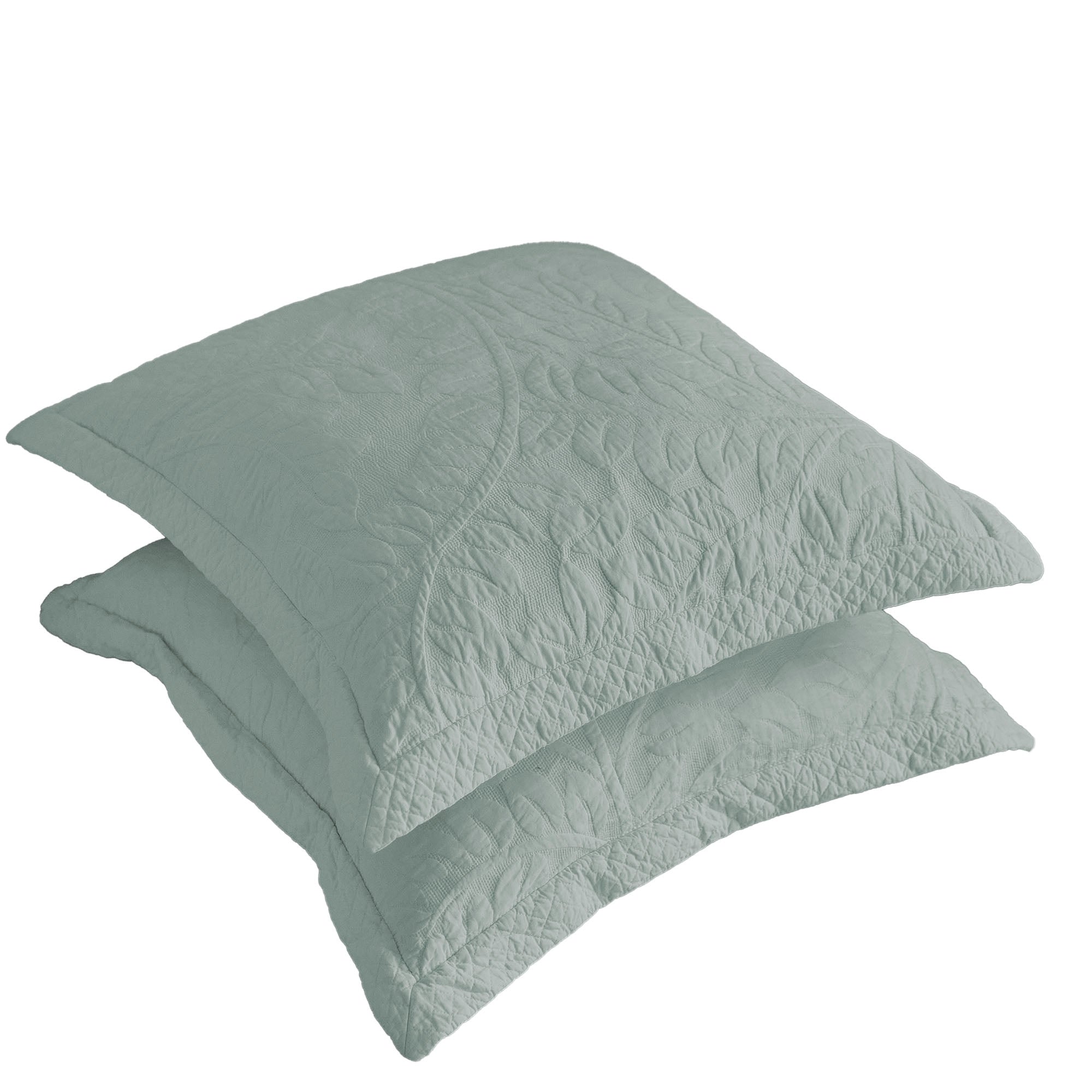 100% Cotton Embroidered Quilted Pillow Shams Set of 2, 26"x26" Euro Size