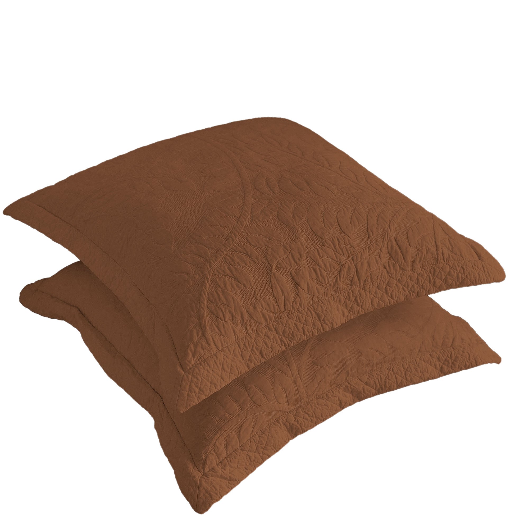 100% Cotton Embroidered Quilted Pillow Shams Set of 2, 26"x26" Euro Size