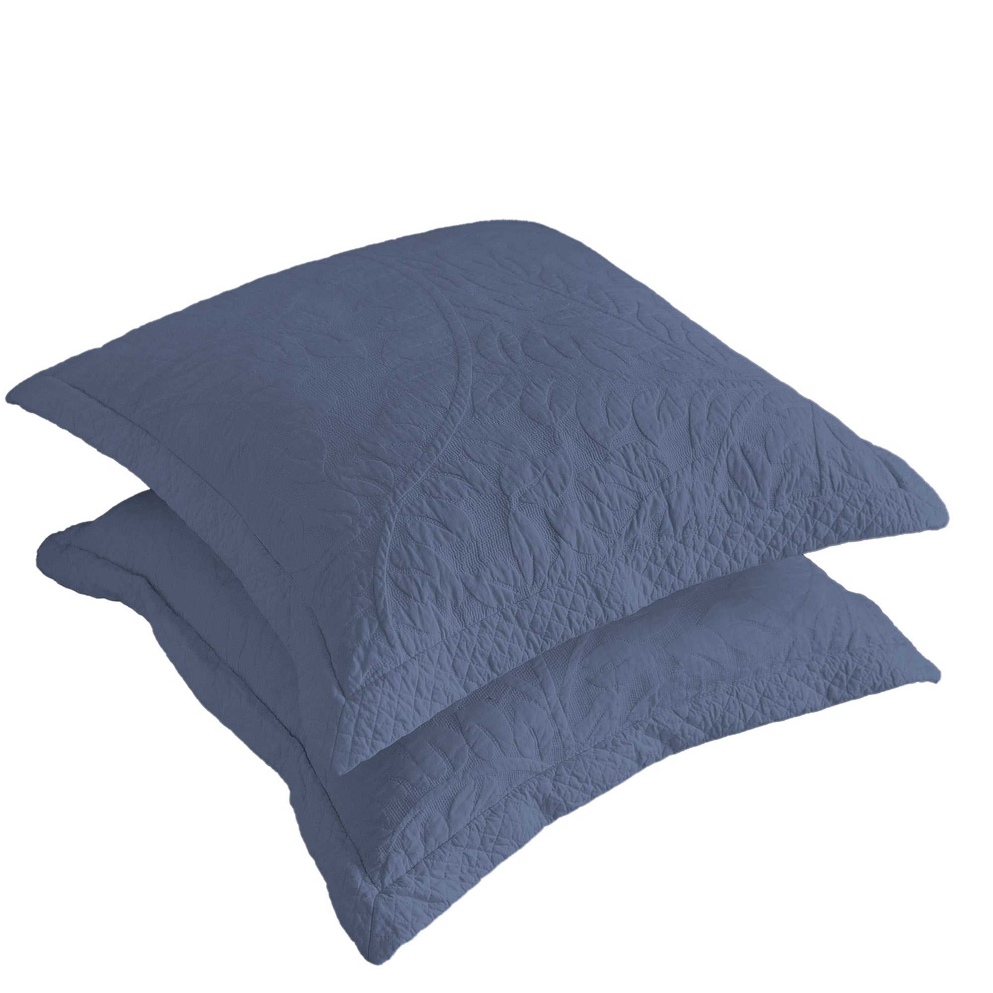 100% Cotton Embroidered Quilted Pillow Shams Set of 2, 26"x26" Euro Size