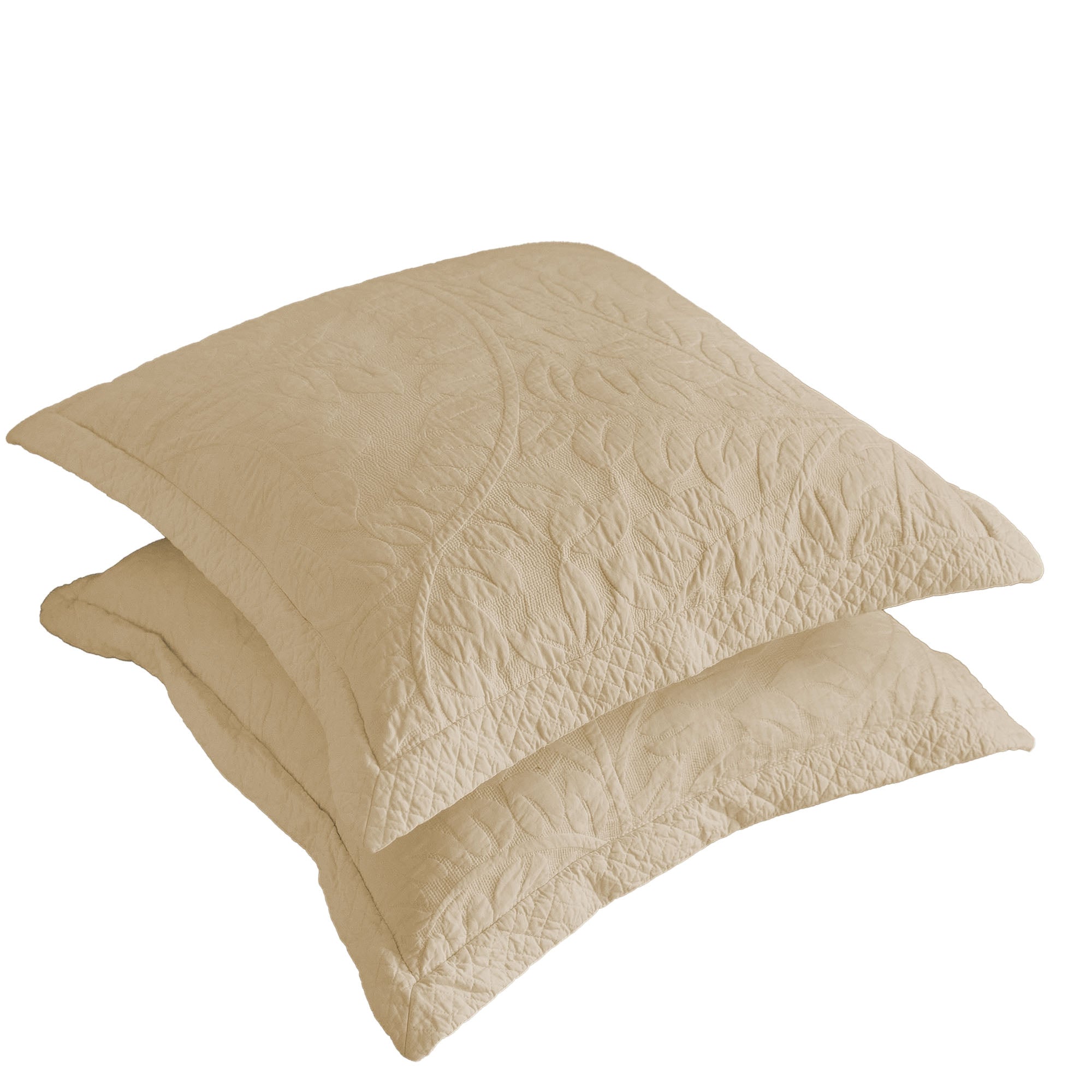100% Cotton Embroidered Quilted Pillow Shams Set of 2, 26"x26" Euro Size