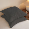 100% Cotton Embroidered Quilted Pillow Shams Set of 2, 26"x26" Euro Size